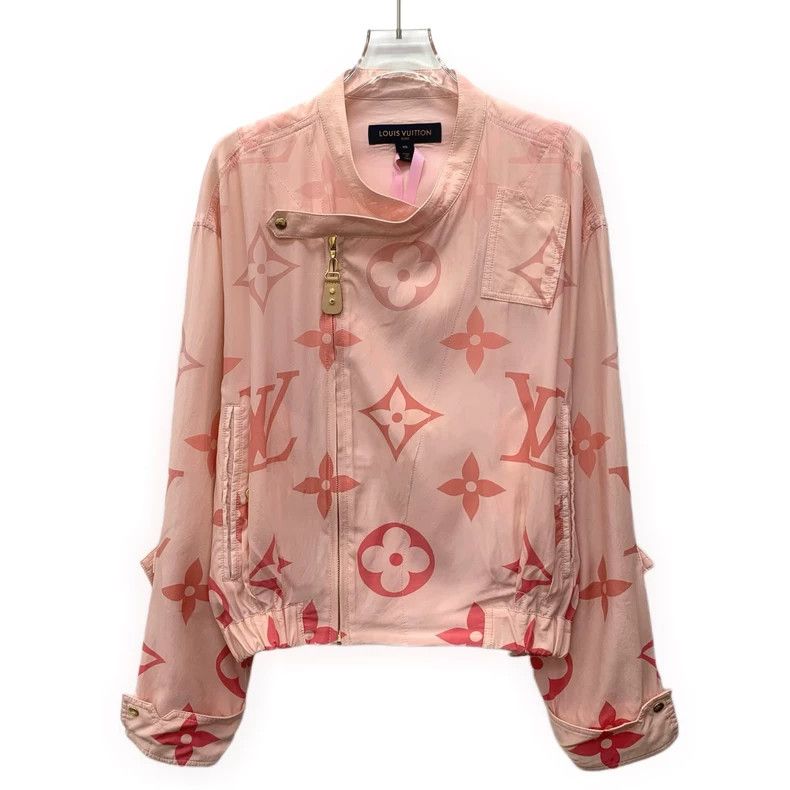 Louis Vuitton Louis Vuitton Pink logo printed silk zip-up long sleeve ja Size S / US 4 / IT 40 - 1 Thumbnail