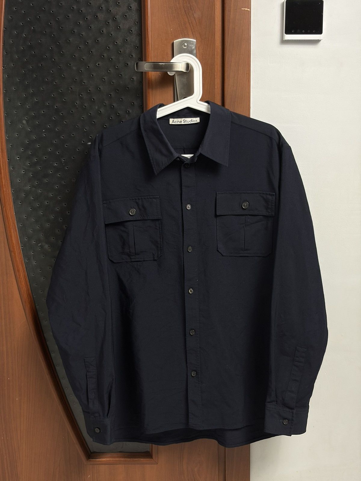 Acne Studios Acne Studios Wool Mohair CPO Shirt Jacket Navy Streetwear Size US L / EU 52-54 / 3 - 1 Thumbnail