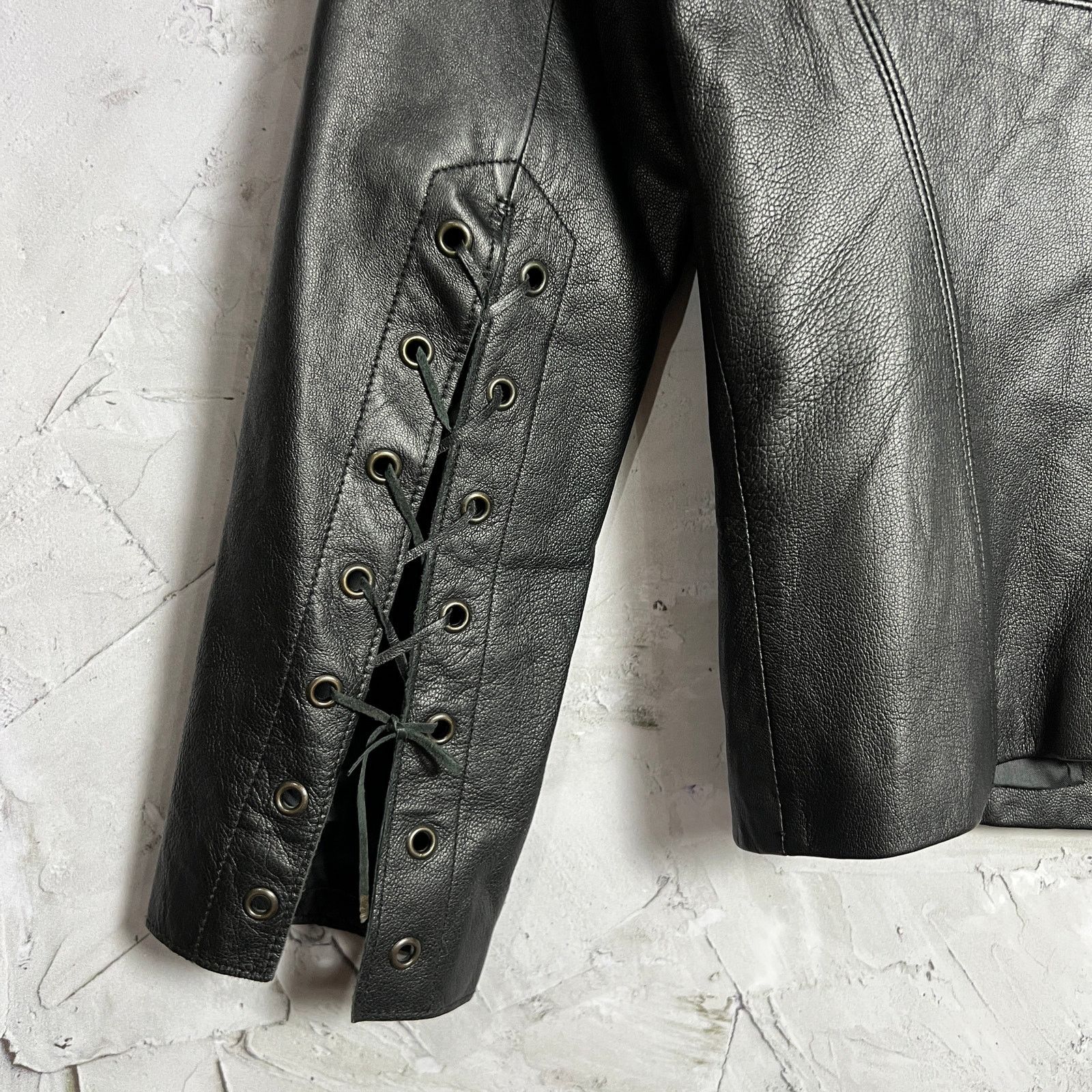 Other Abandon Italian Leather Moto Jacket Black Lace-Up XS Size XS / US 0-2 / IT 36-38 - 13 Thumbnail
