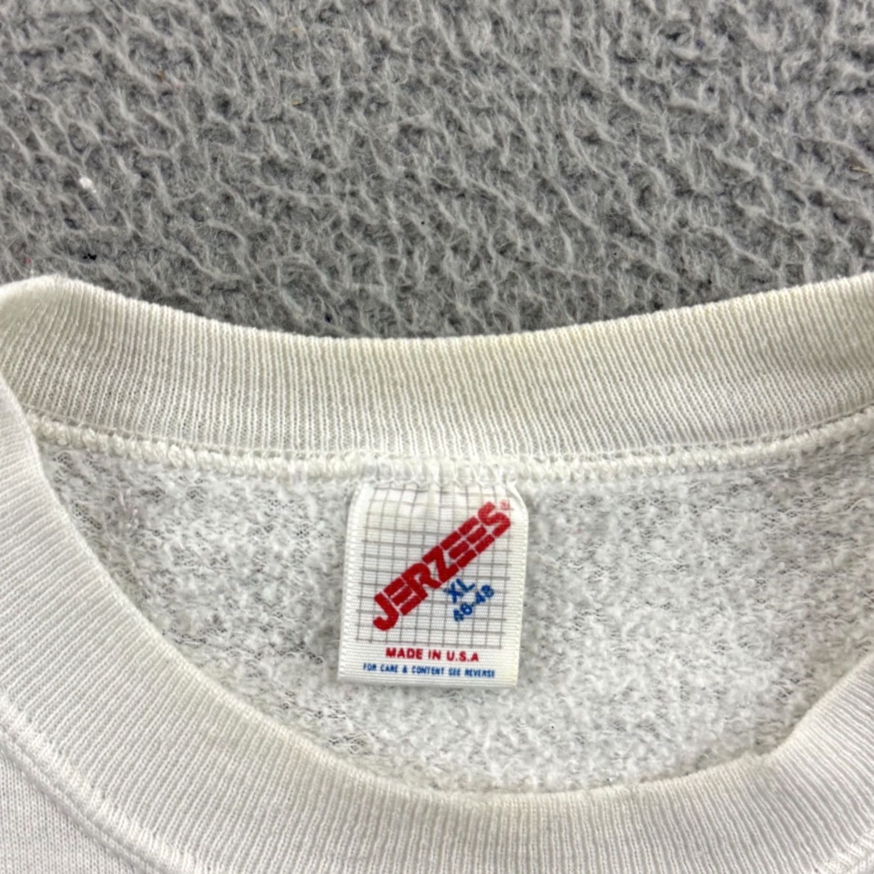 Jerzees VINTAGE Jerzees Sweatshirt Mens XL White 80s 90s Tennis Graphic Print Long Sleeve Crew Neck Pullover Size US XL / EU 56 / 4 - 6 Thumbnail
