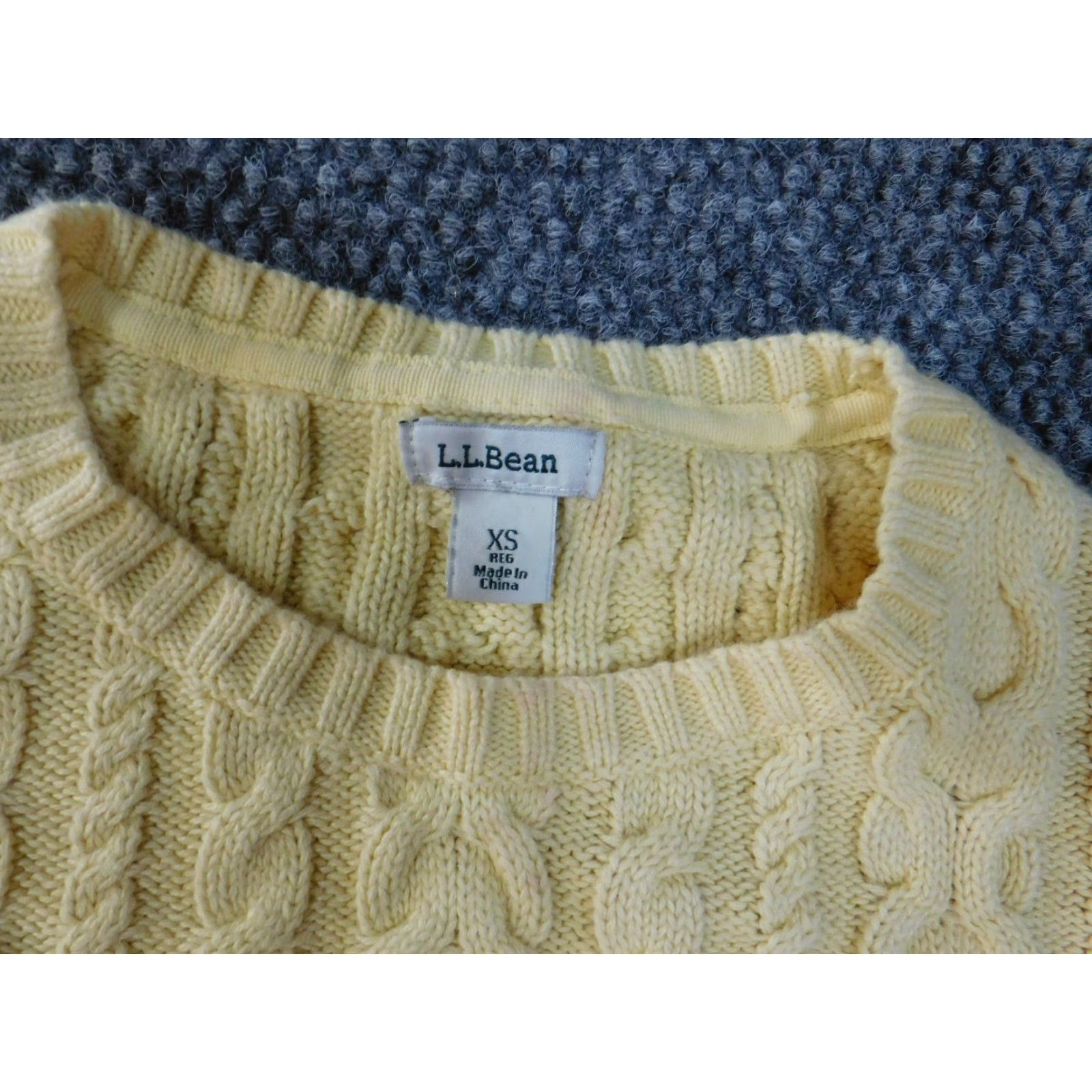 Vintage L.L. Bean Sweater Womens XS Yellow Pullover Crew Neck Cotton Knit Stretch Regular Sleeve Size XS / US 0-2 / IT 36-38 - 5 Thumbnail