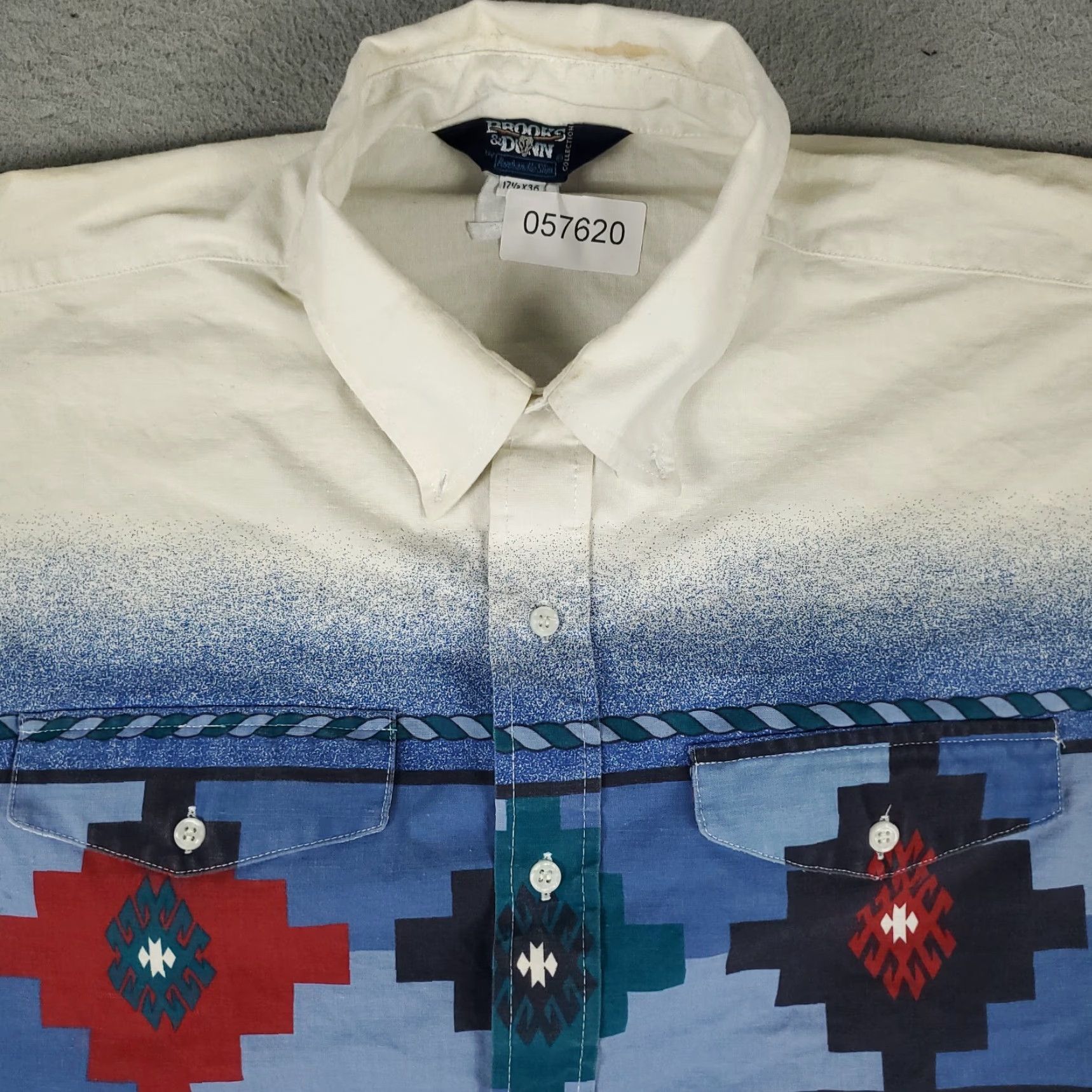 Brooks VINTAGE Brooks & Dunn Men's Shirt Long Sleeve Button Up Blue Casual 17.5" Cotton Size US XL / EU 56 / 4 - 2 Thumbnail