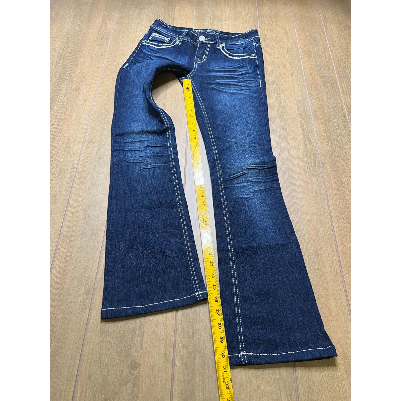 Vintage ZCO Jeans Premium Womens Size 7 Bootcut Flare Dark Wash Y2K Size 29" - 6 Thumbnail