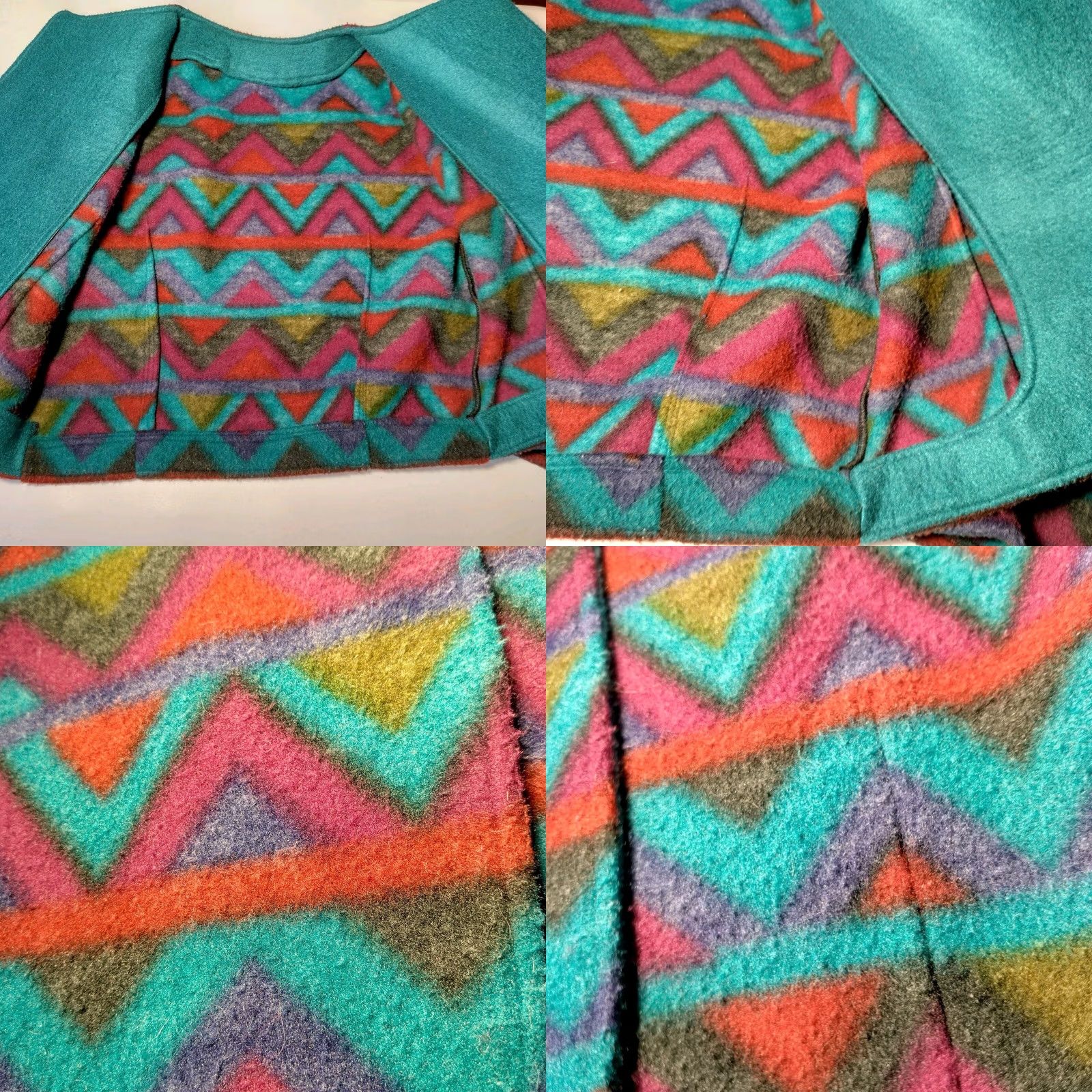 Altea Vintage 1990s Skirt Suit Jacket Small Teal Maroon Geometric Retro Gorpcore 2 Pc Size 26" / US 2 / IT 38 - 10 Thumbnail