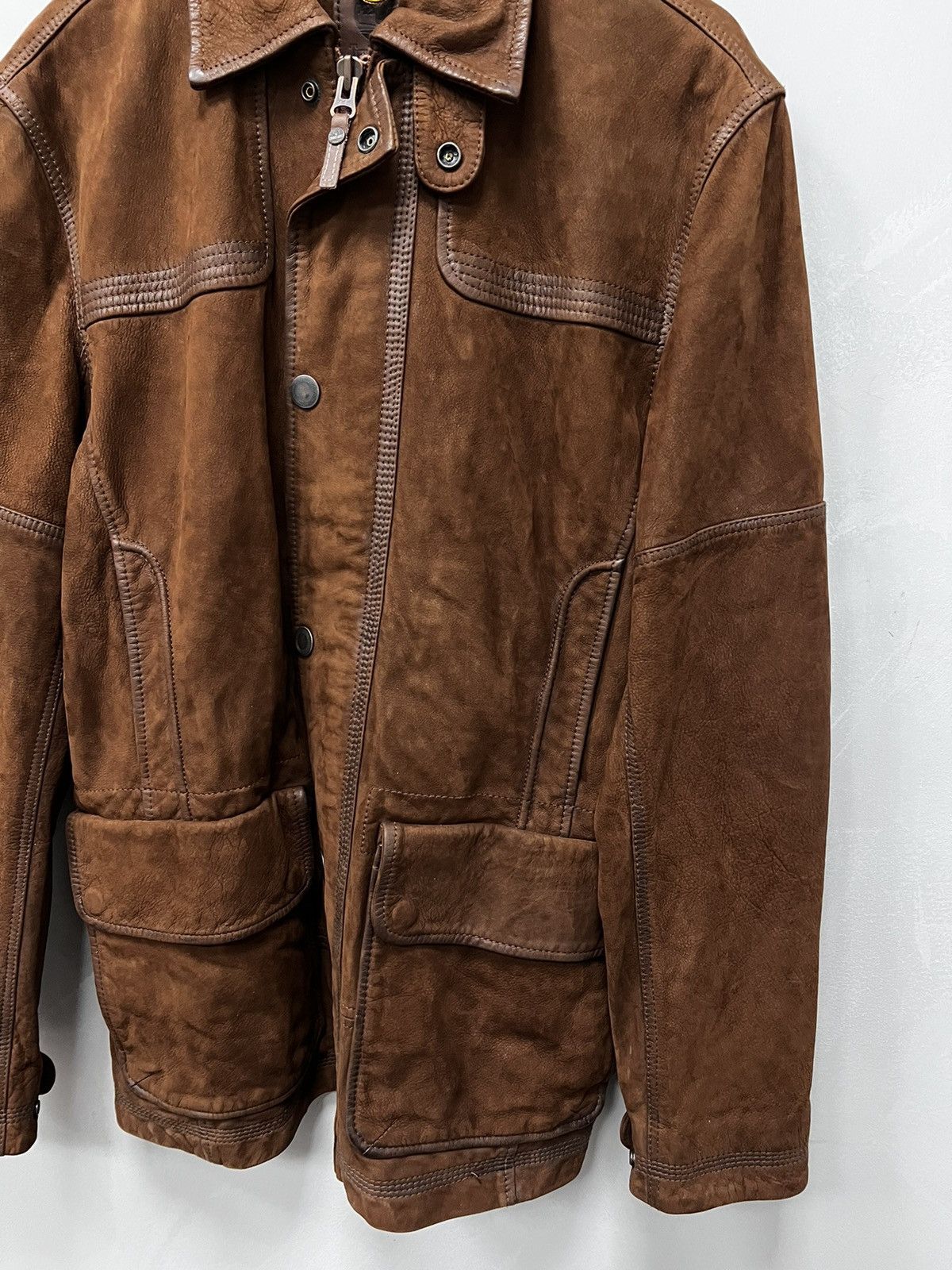 Timberland × Vintage distressed suede brown avant garde leather coat jacket Size US M / EU 48-50 / 2 - 5 Thumbnail
