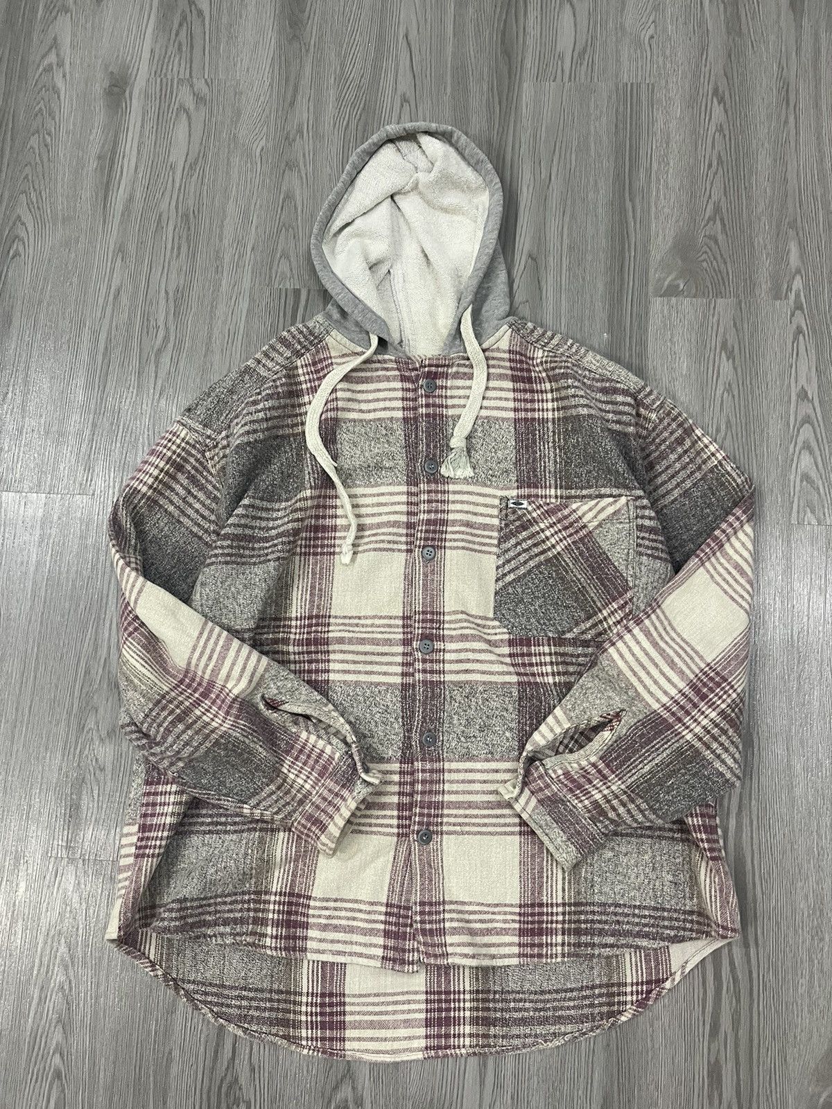 Quiksilver Quiksilver Saltwater denim plaid oversized hooded flannel Size US M / EU 48-50 / 2 - 8 Thumbnail