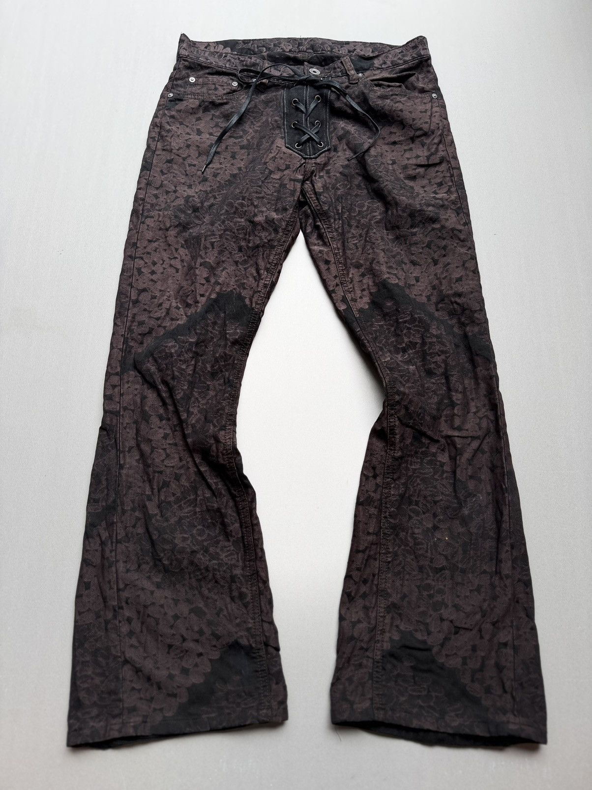 Issey Miyake (Rework) lace-up flare pants Size US 27 - 1 Thumbnail