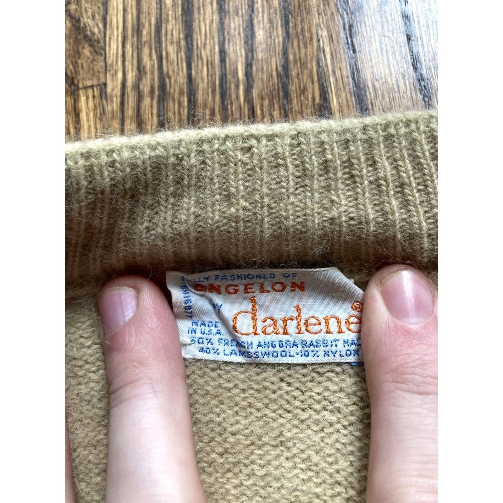 Vintage VINTAGE Angelon by Darlene Cardigan Sweater Angora Lambswool Beige Yellow M Regular 3/4 Sleeve Button Casual Spring Womens Size M / US 6-8 / IT 42-44 - 6 Thumbnail