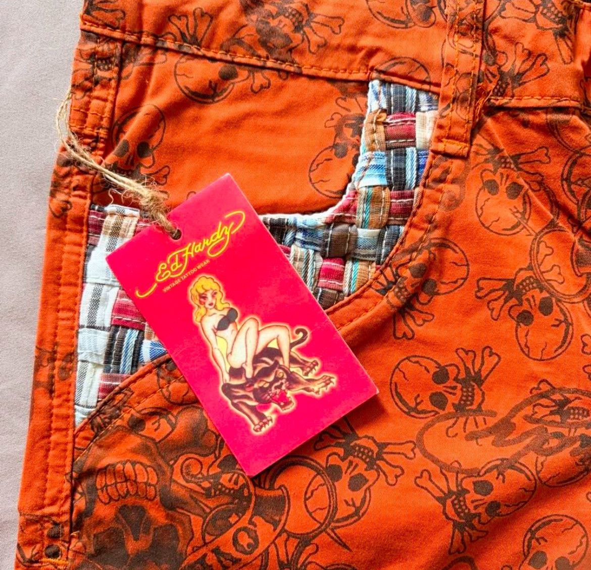 Ed Hardy NEW Authentic Ed Hardy Overprint Skeleton Shorts Size 26" / US 2 / IT 38 - 4 Thumbnail
