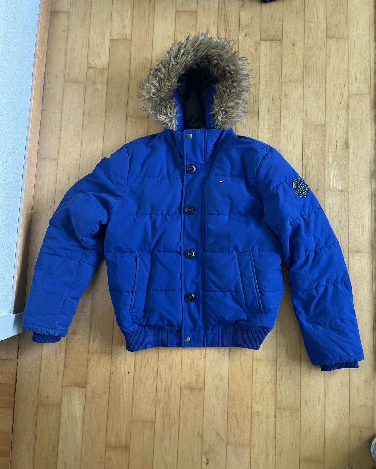 Tommy Hilfiger Tommy Hilfiger Blue Puffer Jacket Fur Hood Bomber Coat Y2K Size US S / EU 44-46 / 1 - 4 Thumbnail