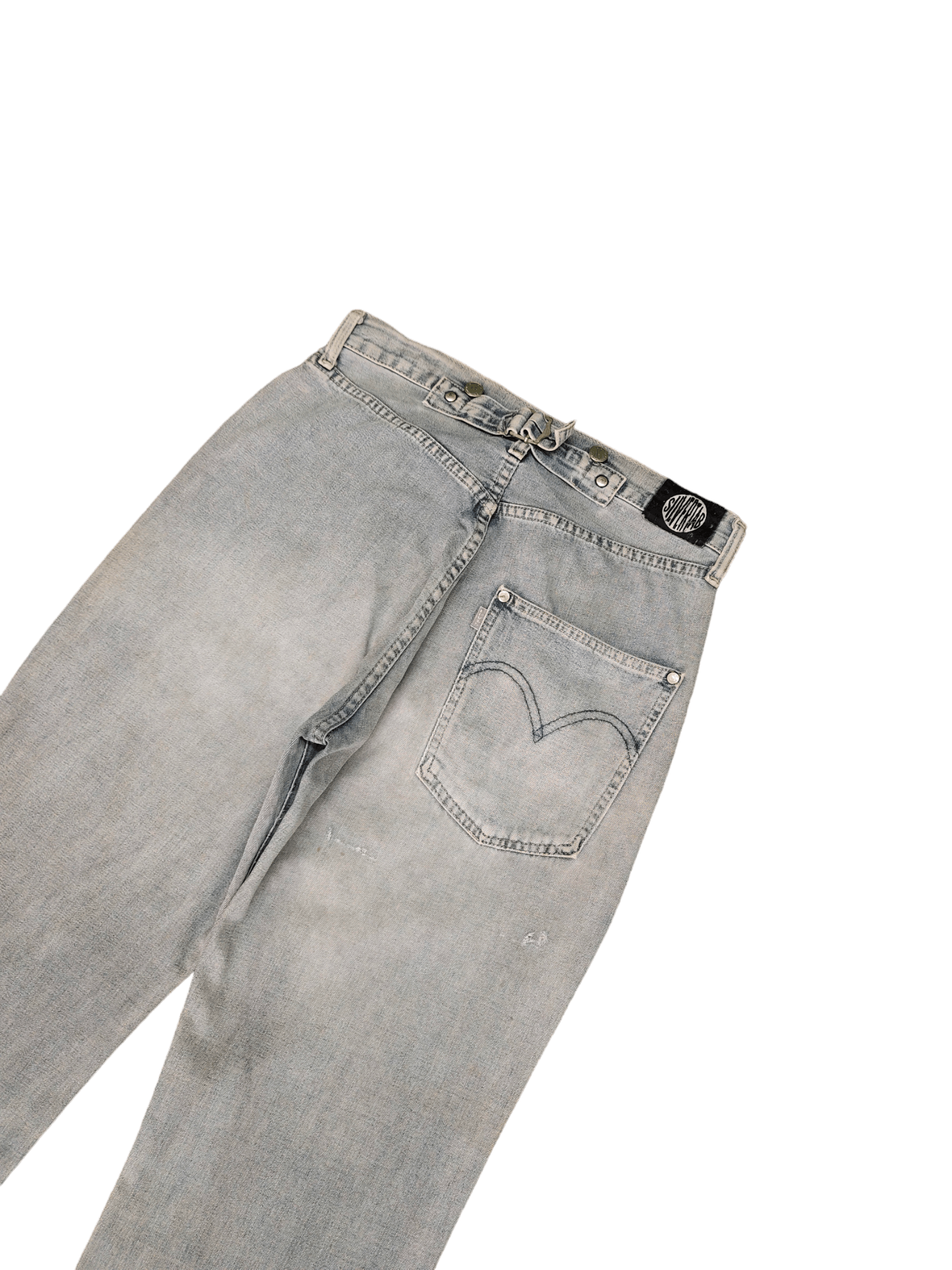 Vintage 90’s 46” waist popular silver tab acid washed jeans. Have been hemmed 30”