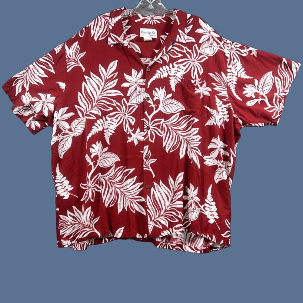 Vintage VINTAGE Bishop St. Hawaiian Shirt Mens 3XL Red Button-Up Short Sleeve Floral Shirt Size US XXL / EU 58 / 5 - 1 Thumbnail