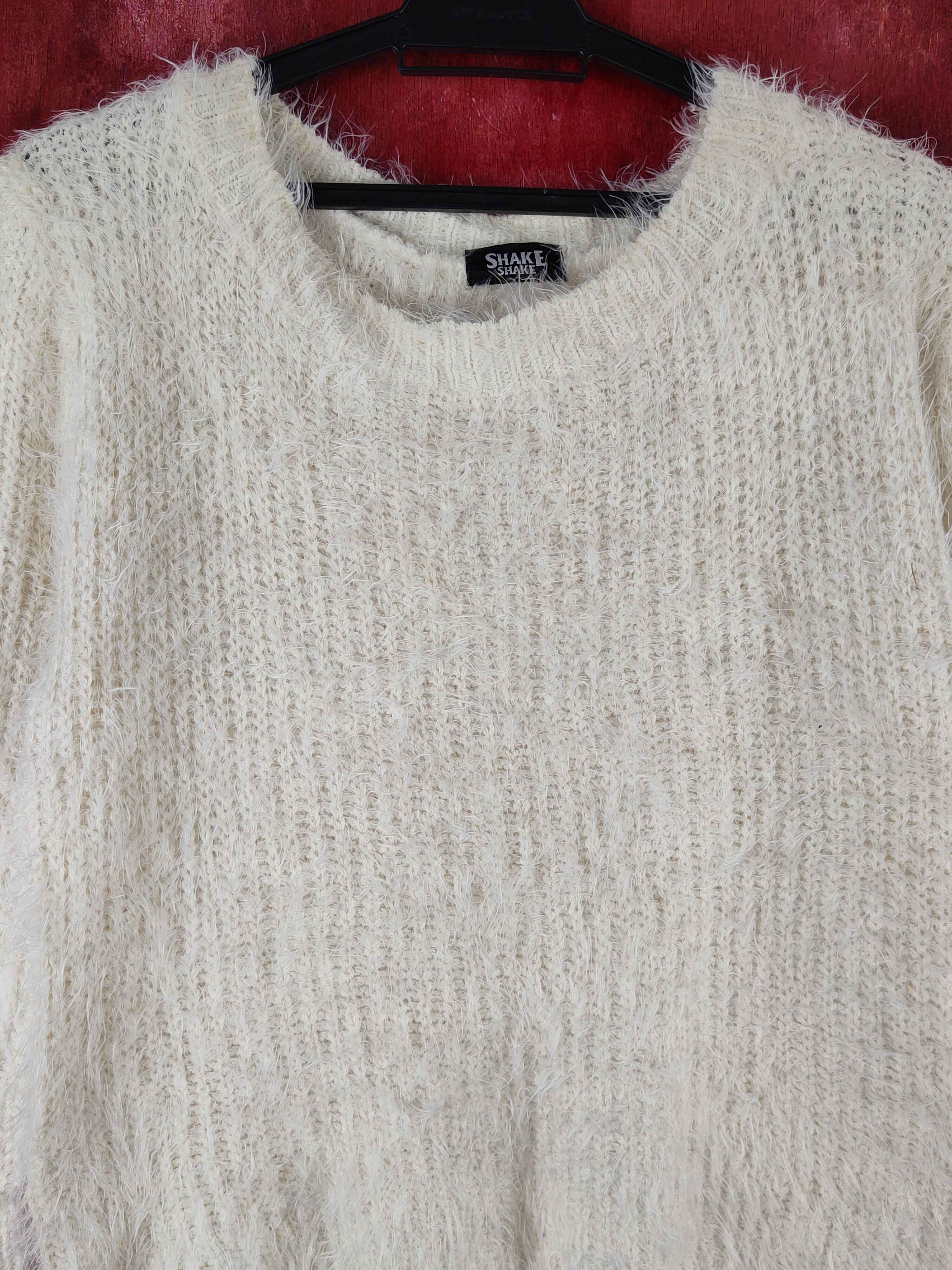 Homespun Knitwear Shake Shake Ivory Shag Shaggy Fur Mohair Knitwear #S1927 Size S / US 4 / IT 40 - 2 Thumbnail