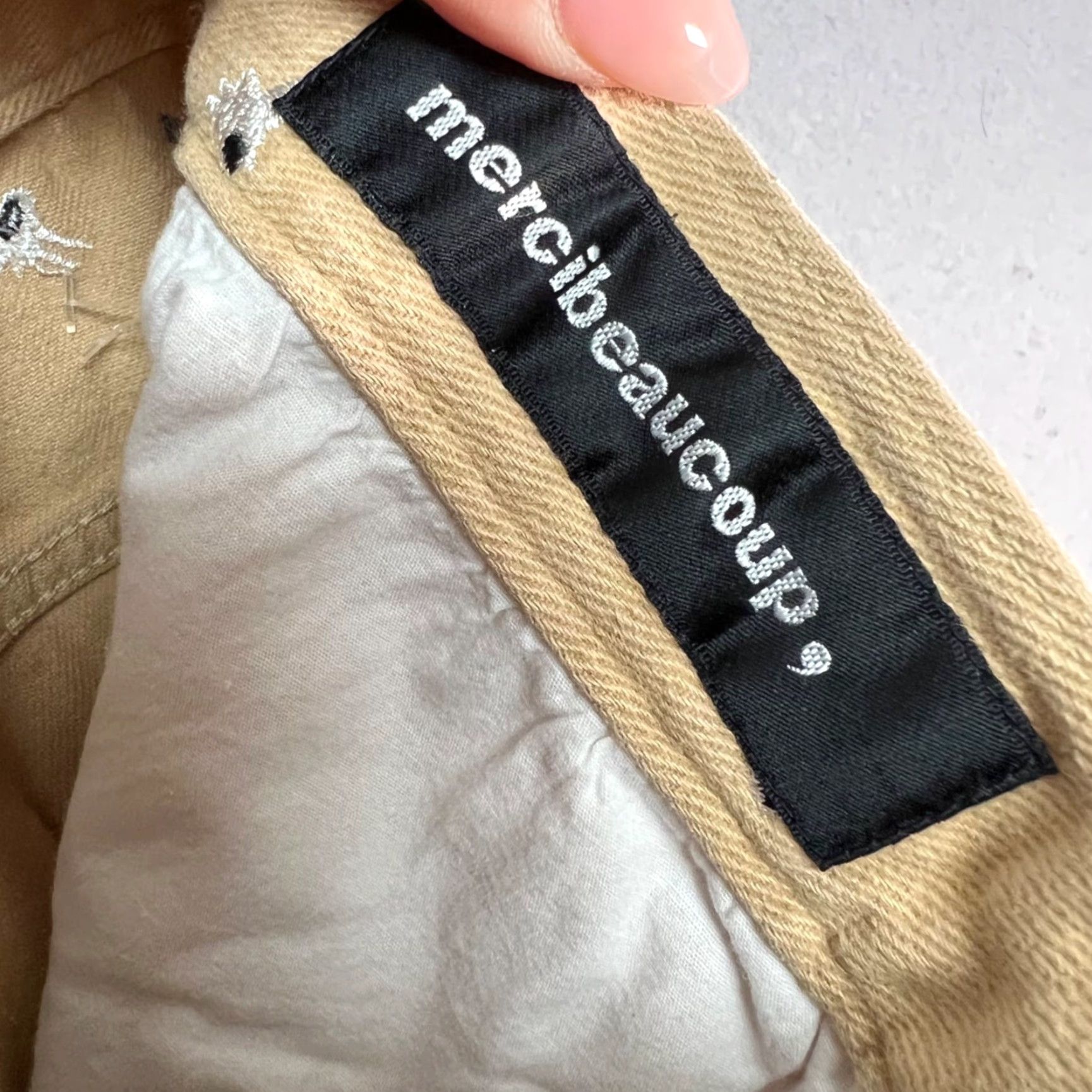 Vintage Mercibeaucoup Womens 28 Embroidered Beige Cotton Chino Pants Trousers Size 28" / US 6 / IT 42 - 3 Thumbnail