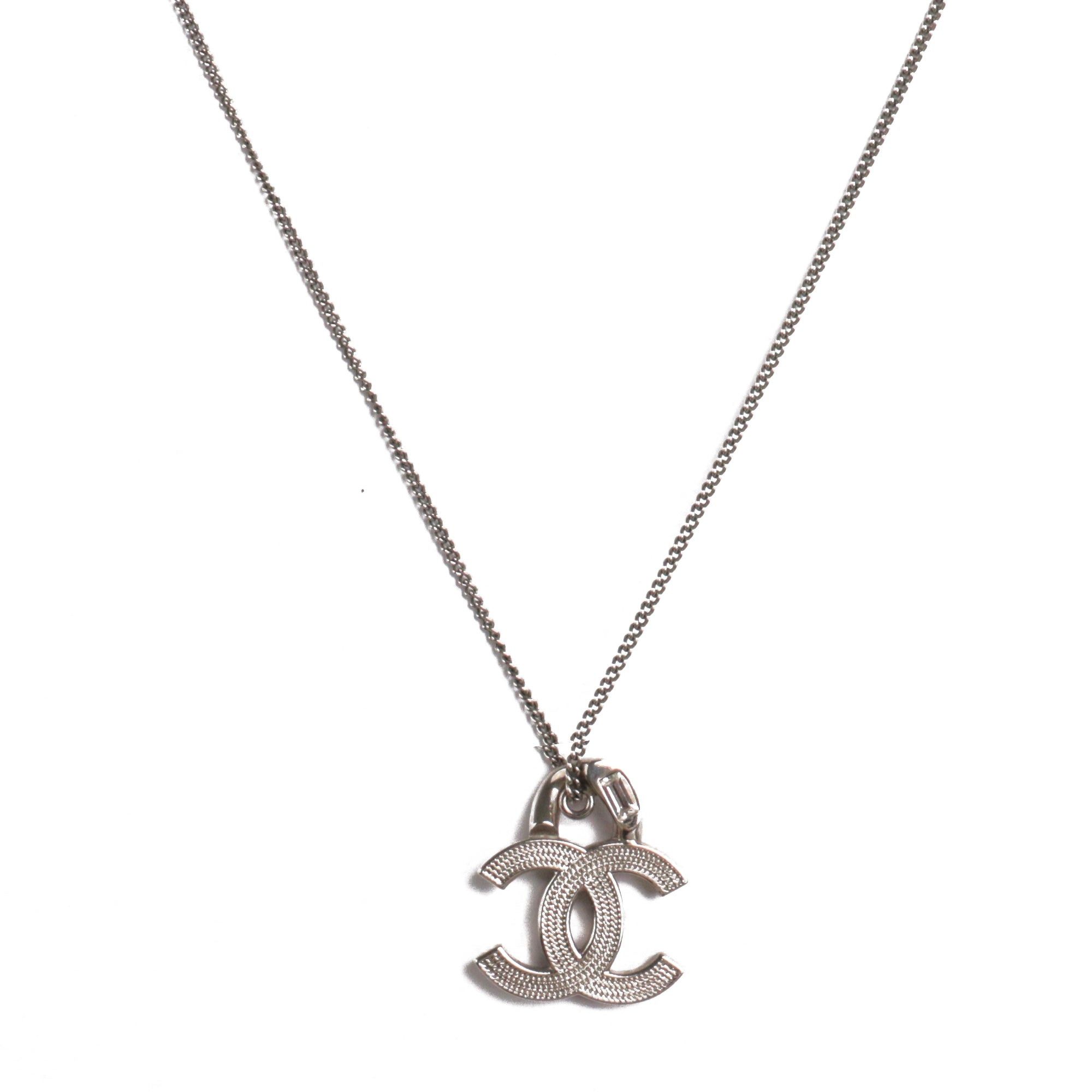 Chanel CHANEL - Chanel Double C necklace adorned with rhinestones in silver metal Size ONE SIZE - 1 Thumbnail