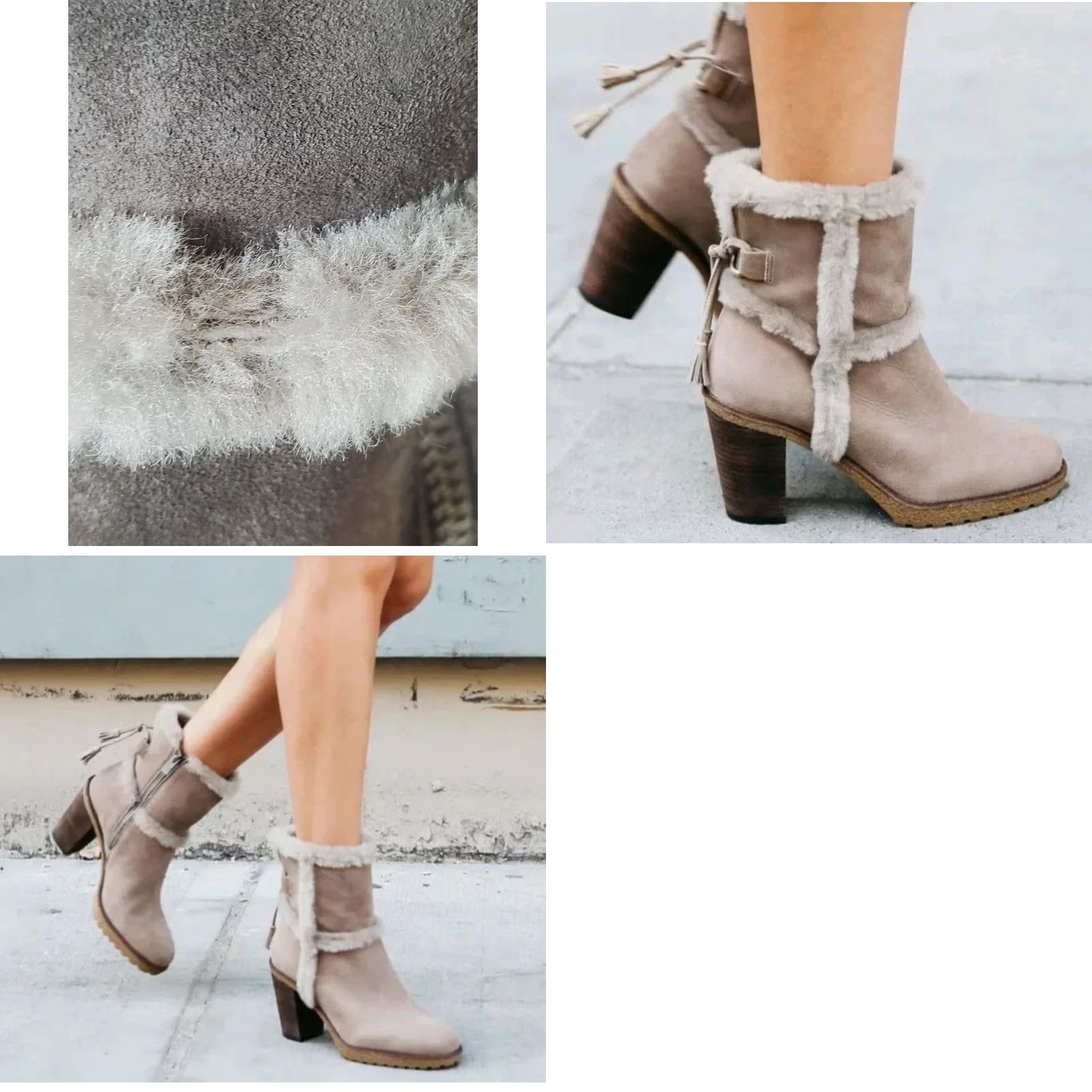 Frye FRYE Jen Shearling Short Booties Smoke Suede 76350 High Heeled Zip Women's US 8 M Size 30" / US 8 / IT 44 - 10 Thumbnail