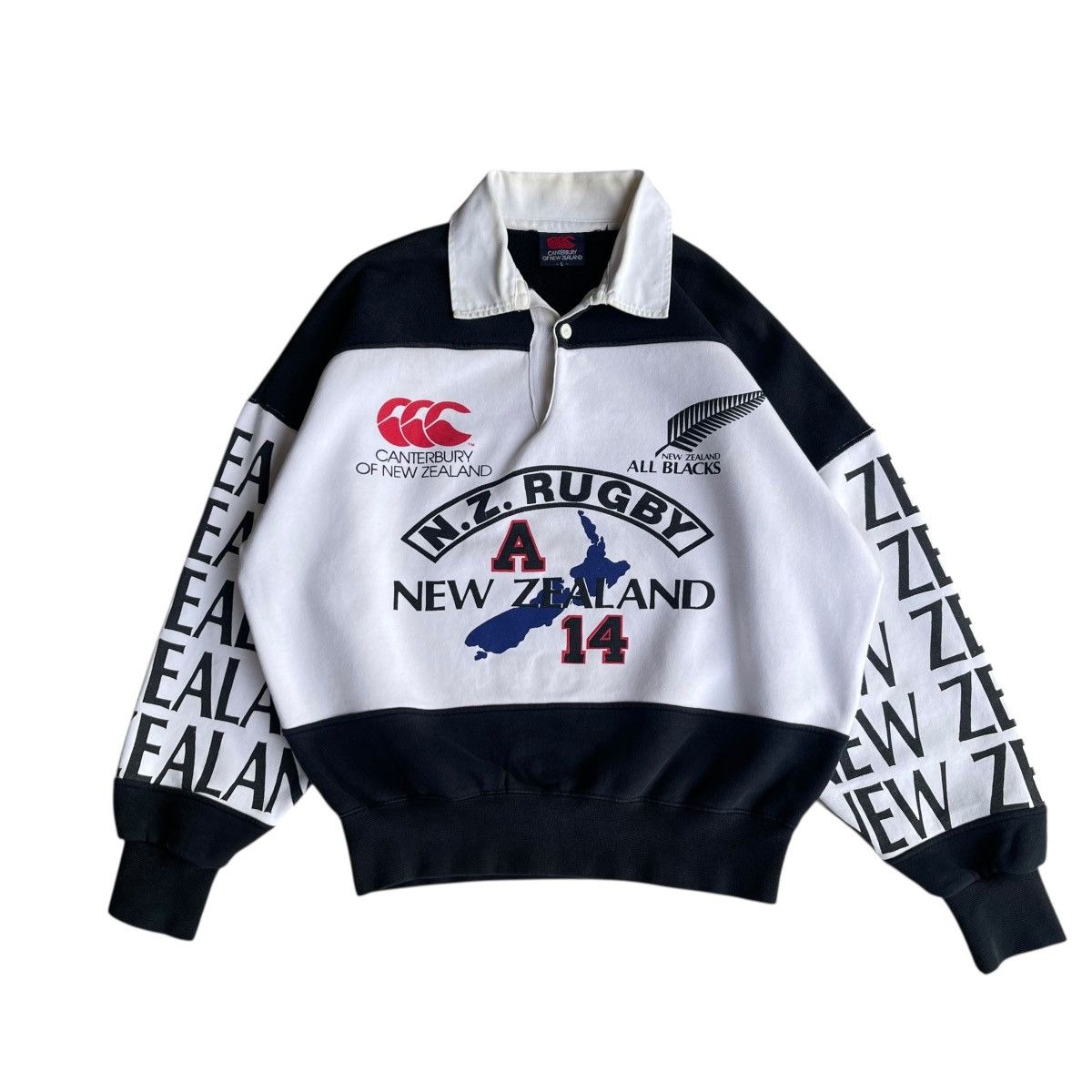 Canterbury of New Zealand × Vintage Canterburry Of New Zealand All Black Rugby Sweatshirt Crop Size S / US 4 / IT 40 - 1 Thumbnail
