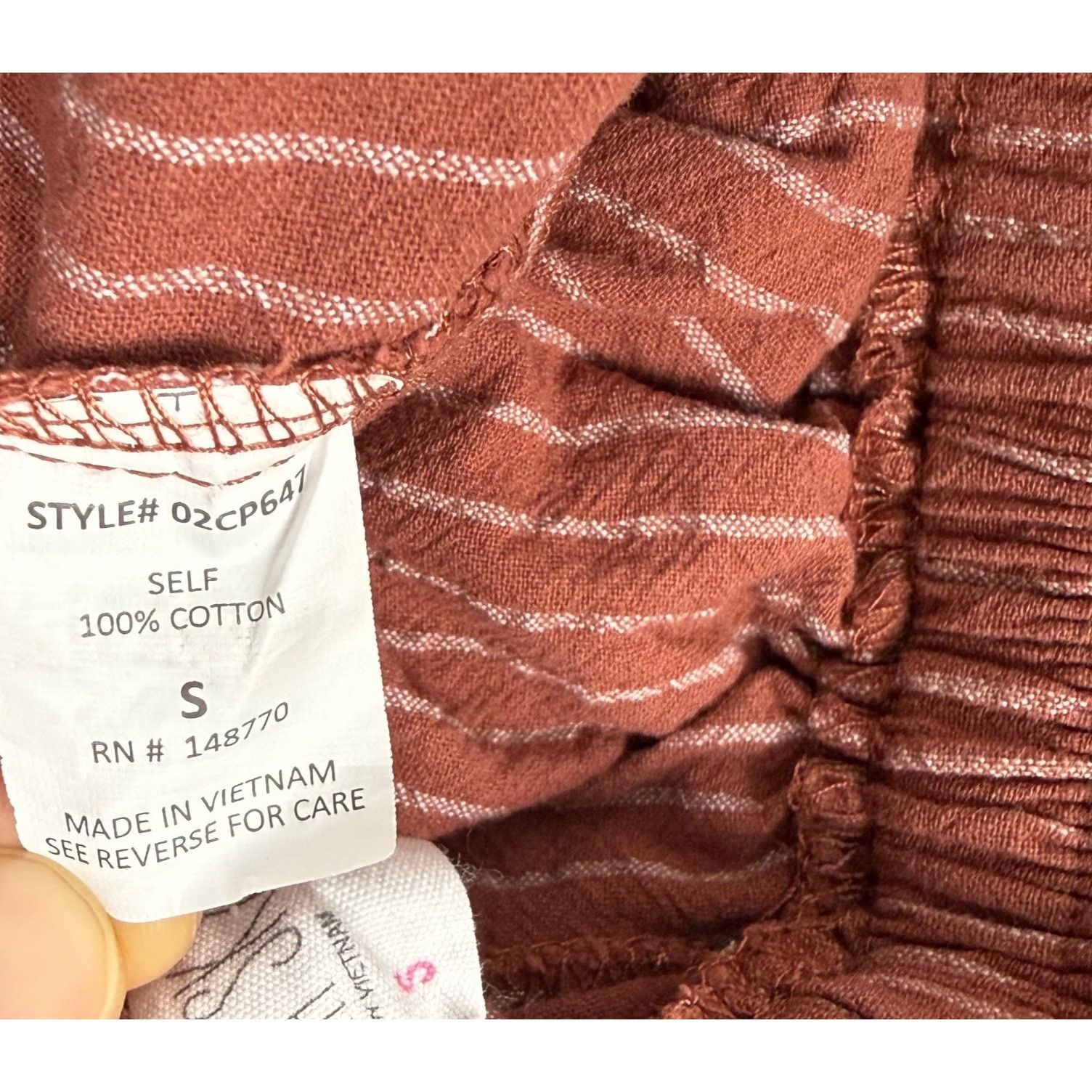 Other Sienna Sky Women's Rust Colored Striped Paper Bag Pants Wome Size 22" - 5 Thumbnail