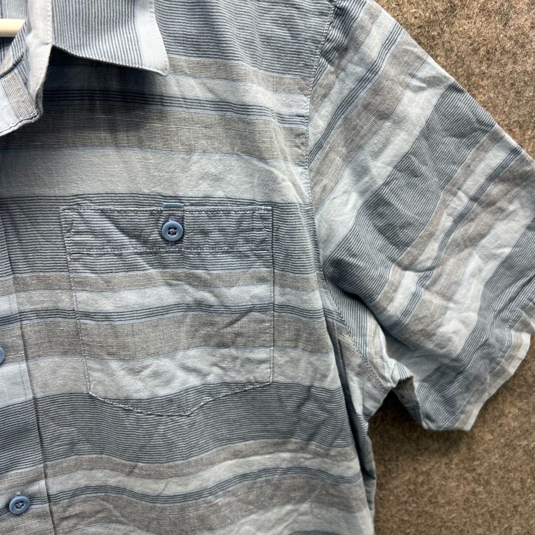 TravisMathew VINTAGE Travis Mathew Shirt Mens Medium Blue Button Down Striped Short Sleeve Pocket Size US M / EU 48-50 / 2 - 7 Thumbnail