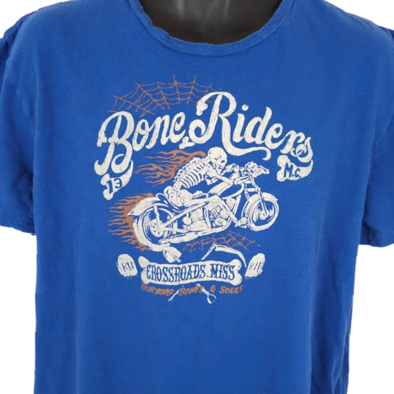 Lucky Brand Lucky Brand Bone Riders MC T Shirt Mens XL Blue Short Sleeve Crew Neck Cotton Size US XL / EU 56 / 4 - 2 Thumbnail