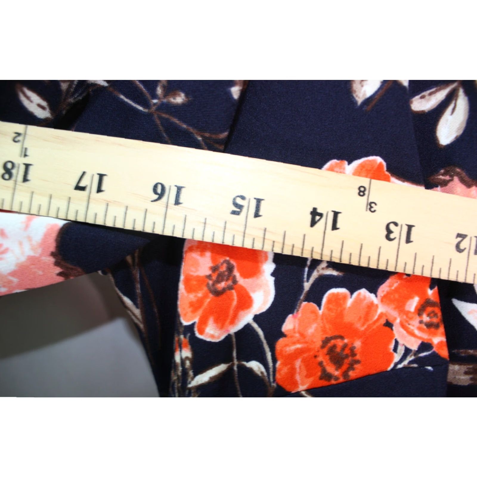 Vintage Eliza J Dress Sash Tie Print Faille Fit & Flare (Plus Size 12) Navy Floral Knee-Length Crew Neck Sleeveless Zipper Closure Women's Size XL / US 12-14 / IT 48-50 - 3 Thumbnail