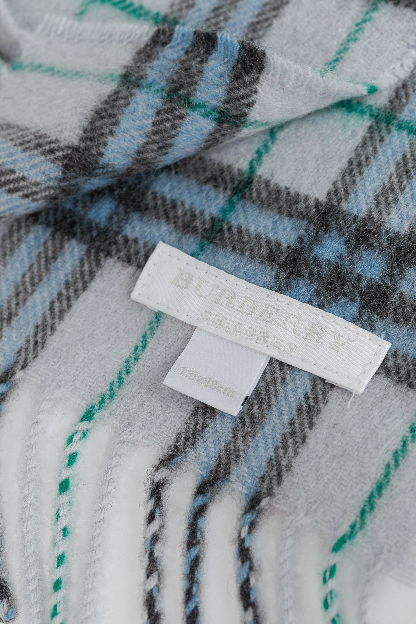 Burberry Burberry Light Blue Plaid Cashmere Scarf Size ONE SIZE - 4 Thumbnail