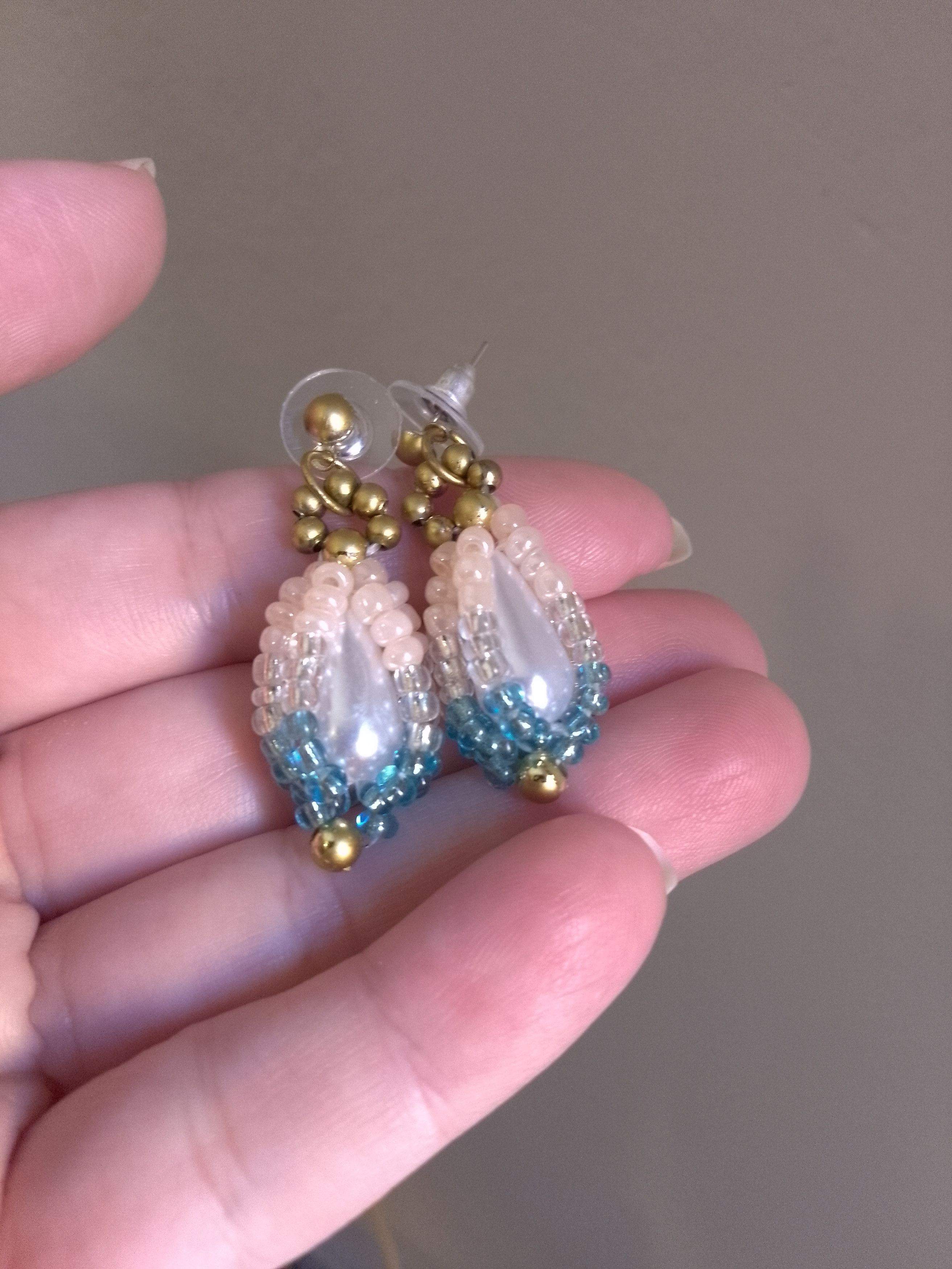 Handmade Necklace Earrings Coated Pearls Pink, silver turquoise, pink Size ONE SIZE - 6 Thumbnail