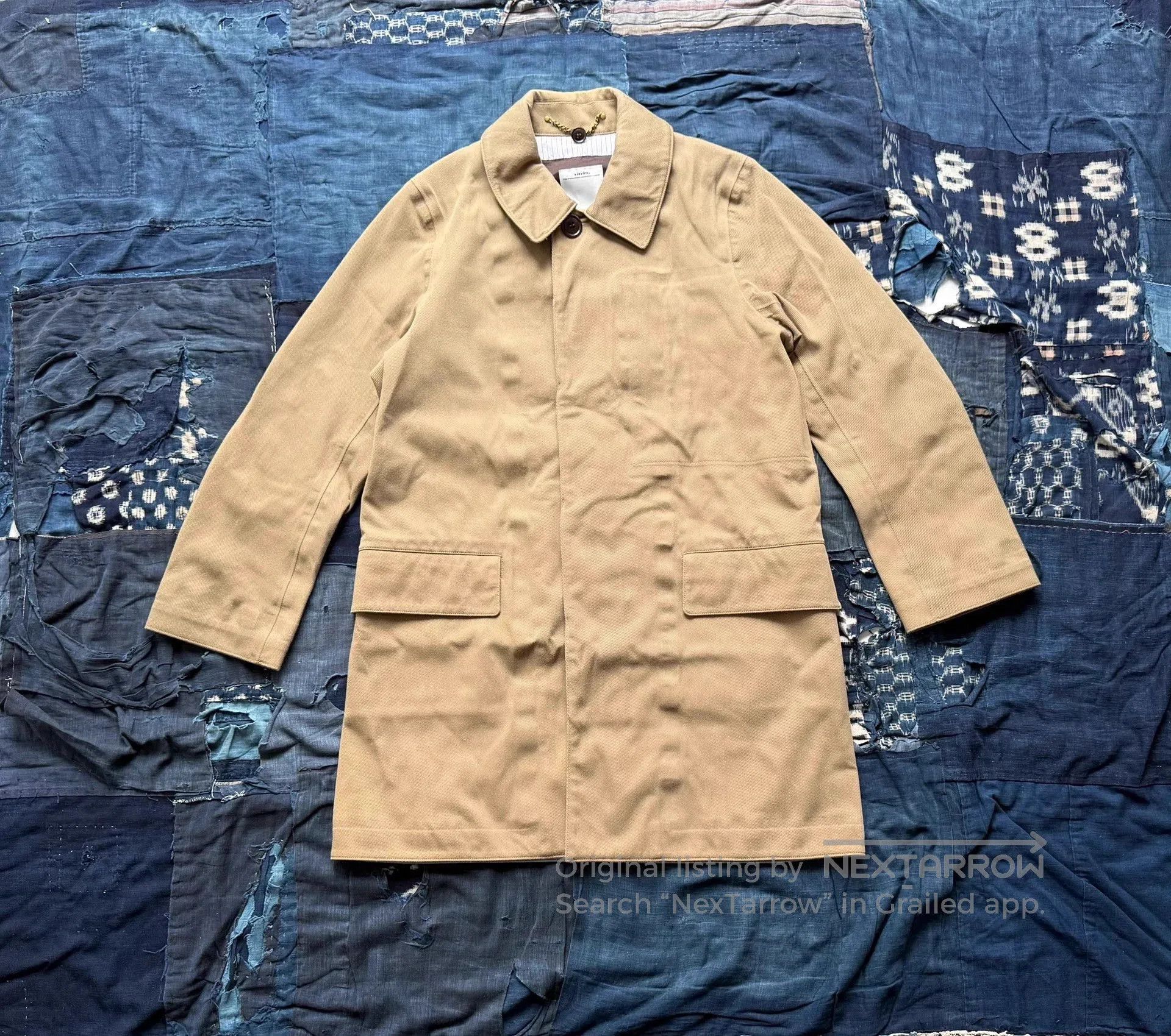 Visvim Beige Long Coat with Collar and Pockets. Size US L / EU 52-54 / 3 - 1 Thumbnail