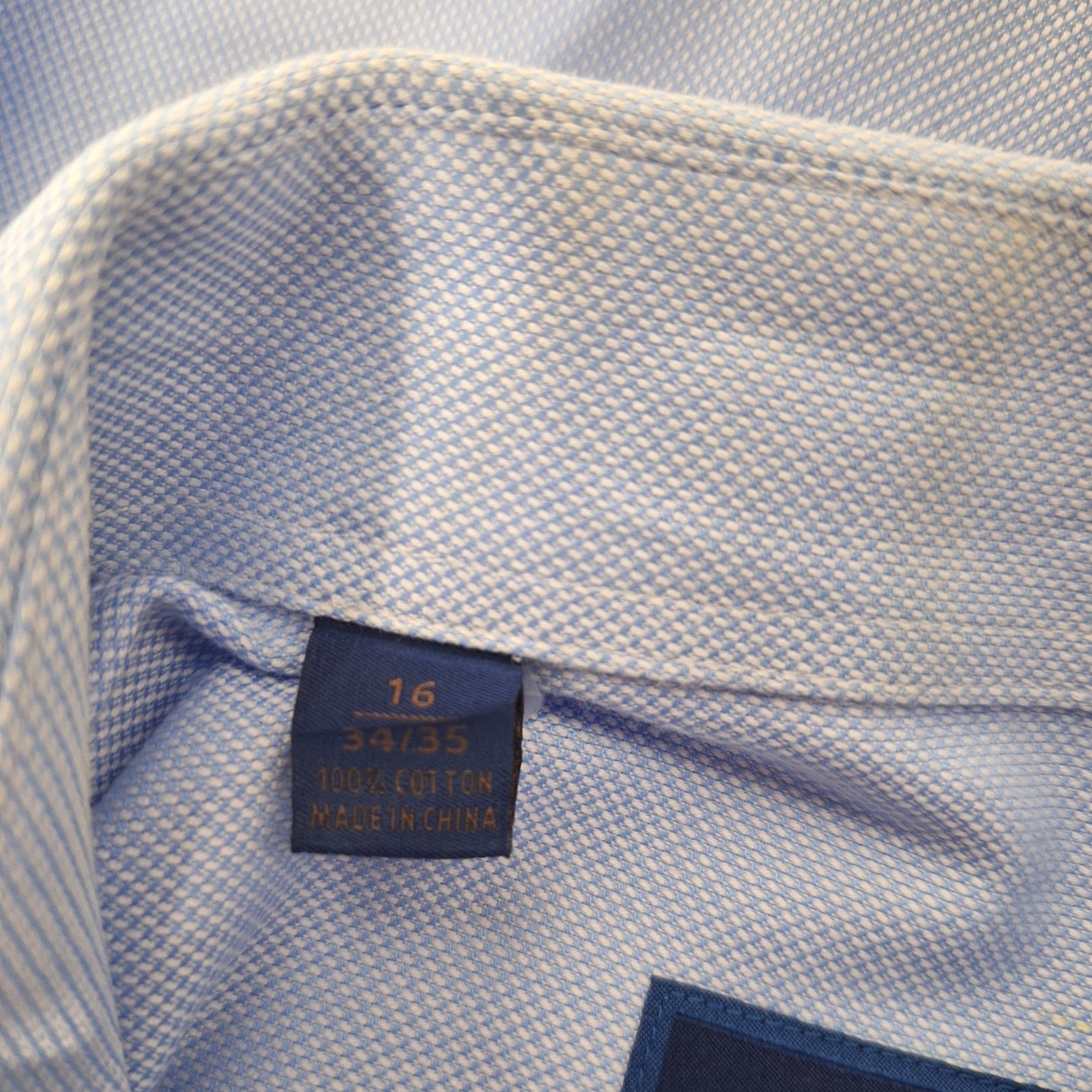 David Donahue David Donahue Dress Shirt Blue Micro Houndstooth Check Cotto Size US L / EU 52-54 / 3 - 5 Thumbnail