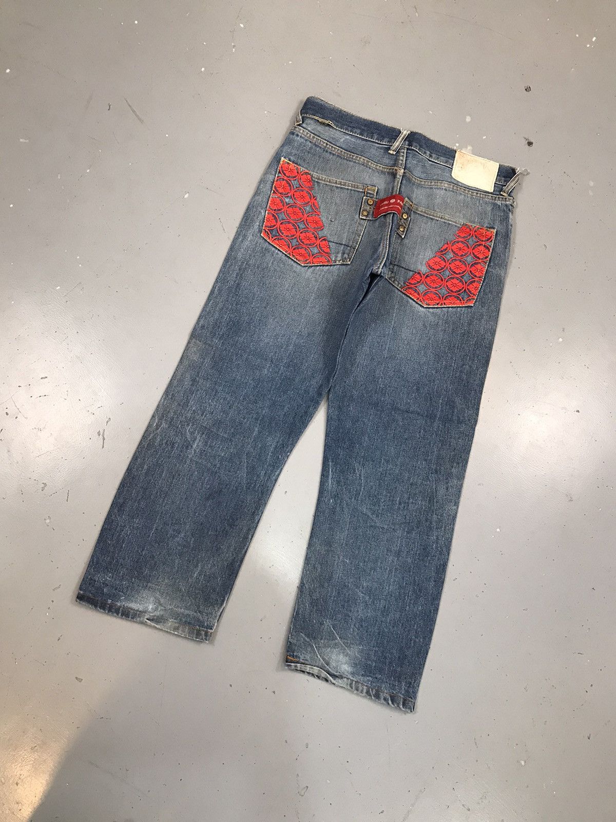 Japanese Brand × Vintage Vintage Evisu inspired red crazy embroidered diecock denim Size US 32 / EU 48 - 8 Thumbnail