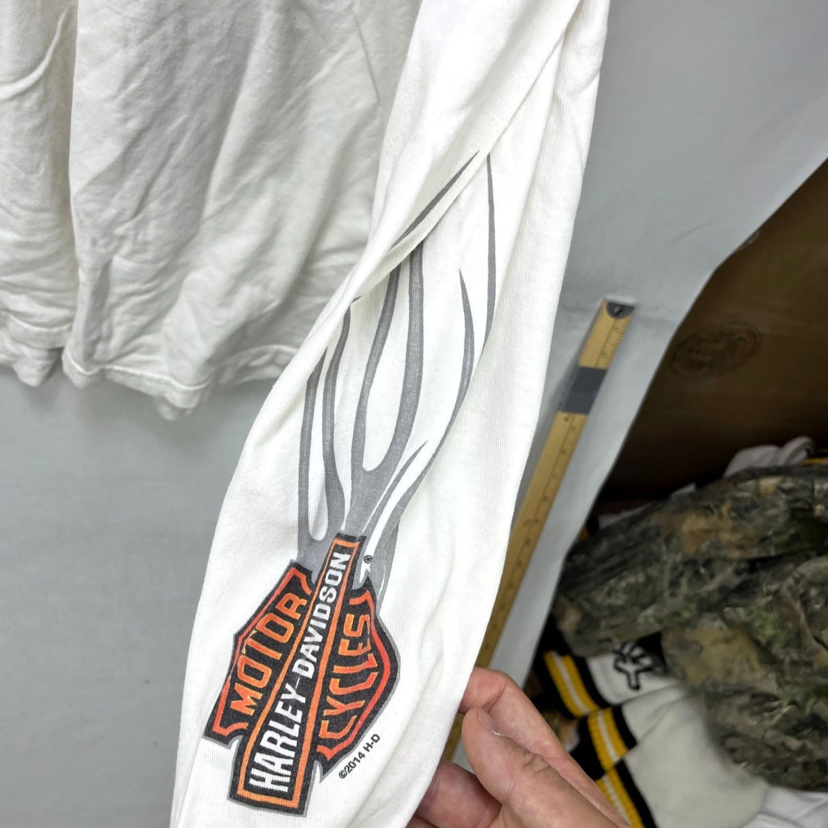 Harley Davidson VINTAGE Harley-Davidson T-Shirt White Long Sleeve 2XL Flames Graphic Print Mens Size US XXL / EU 58 / 5 - 4 Thumbnail