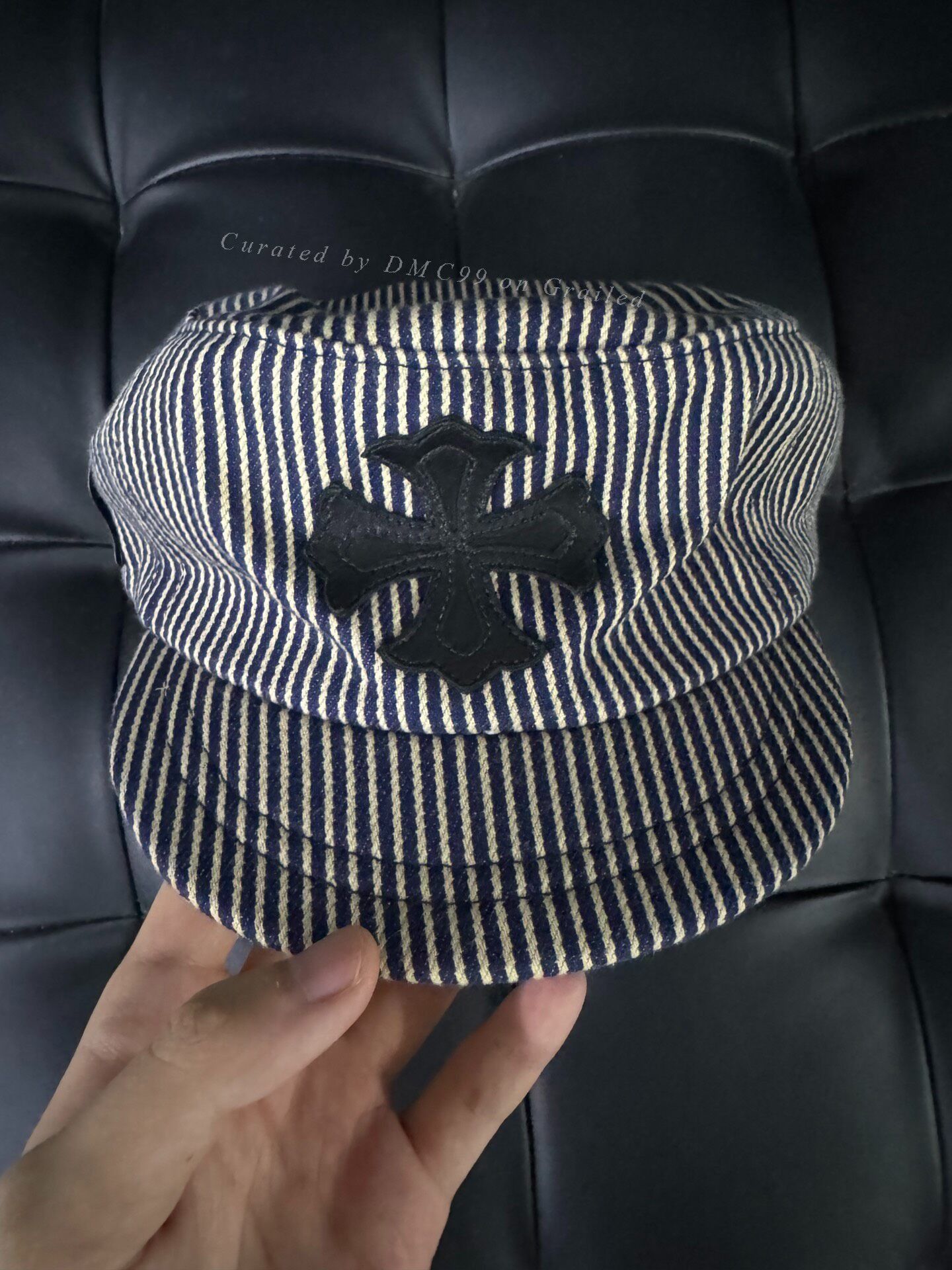 Chrome Hearts Chrome Hearts Cross Leather Patch Stripe Beret Size ONE SIZE - 1 Thumbnail