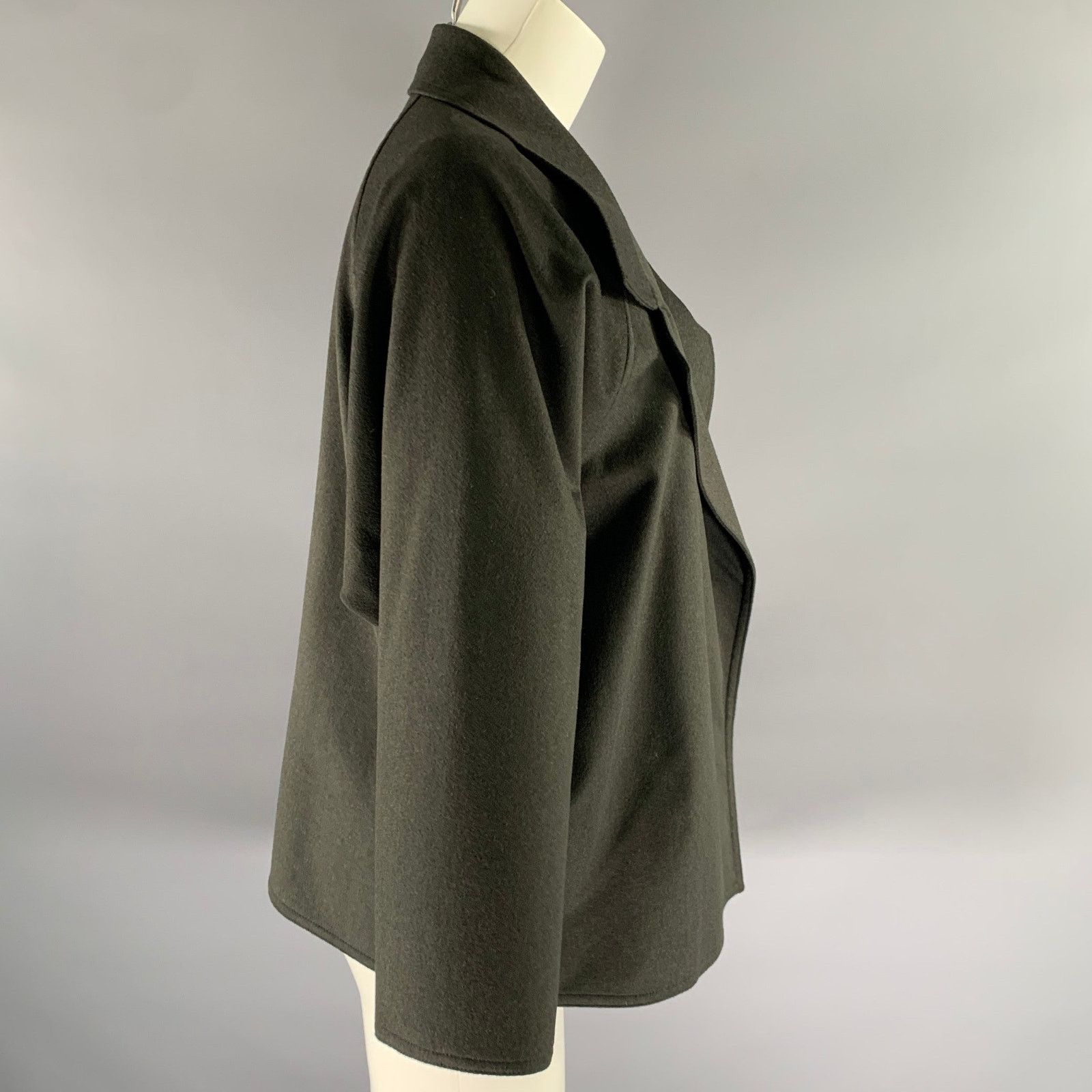 Other ZORAN M Green Olive Wool Angora Notch Collar Cardigan Size M / US 6-8 / IT 42-44 - 3 Thumbnail