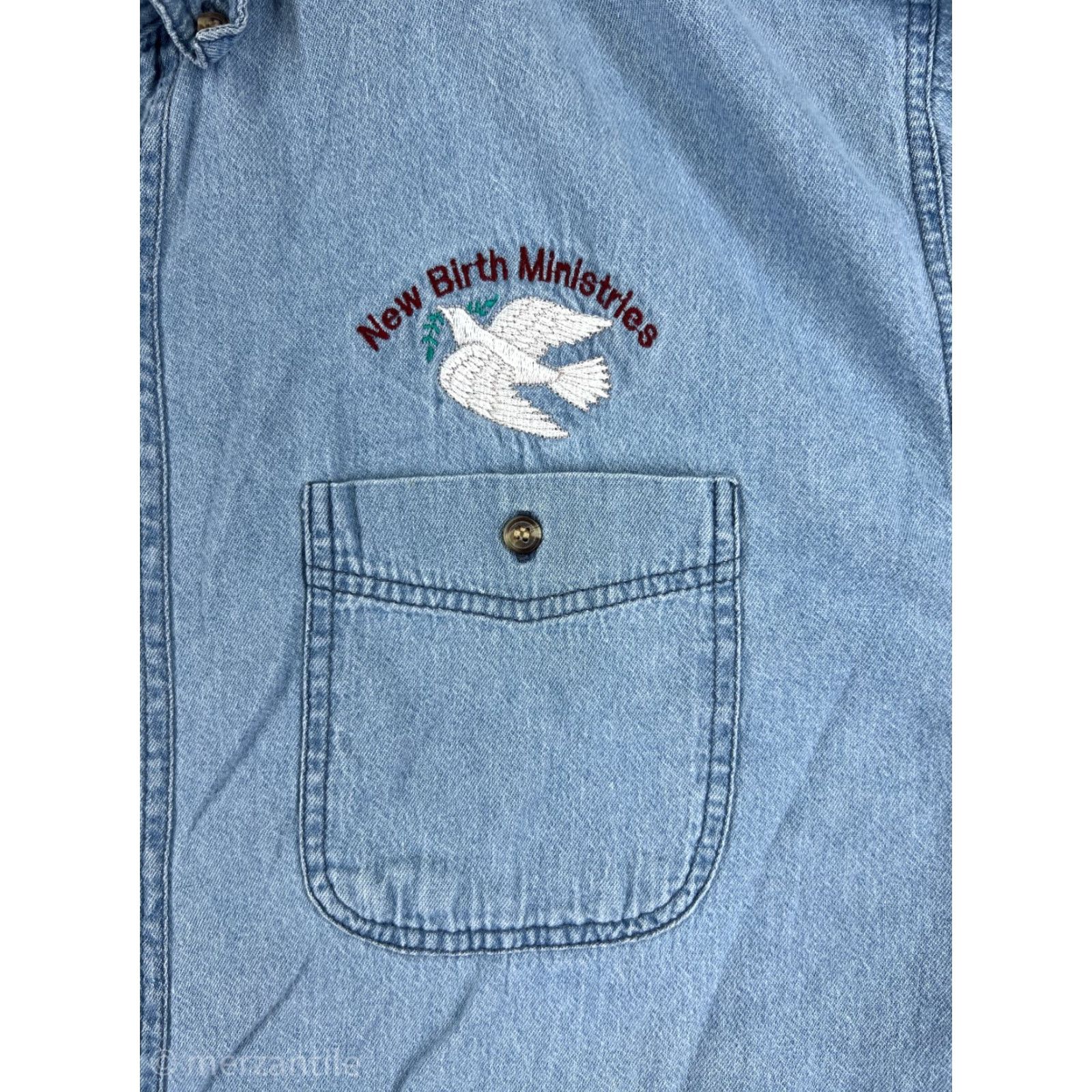 Paradise Paradise Point Shirt Mens 2XL XXL Blue Denim Button Up Ministries Religious Dove Size US XXL / EU 58 / 5 - 3 Thumbnail