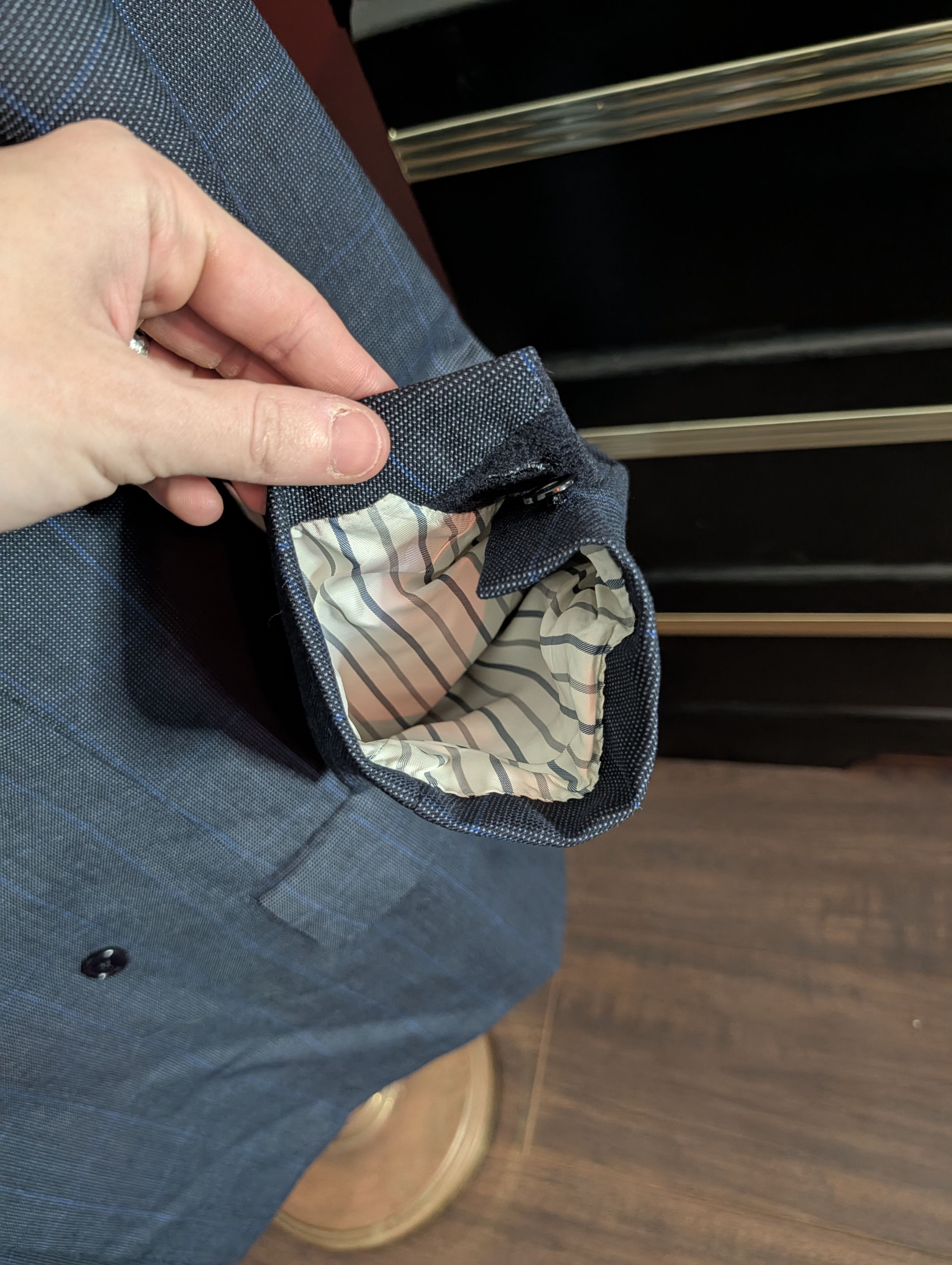 Bespoken NAURA Paris bespoke navy check double breasted jacket Size 44R - 7 Thumbnail