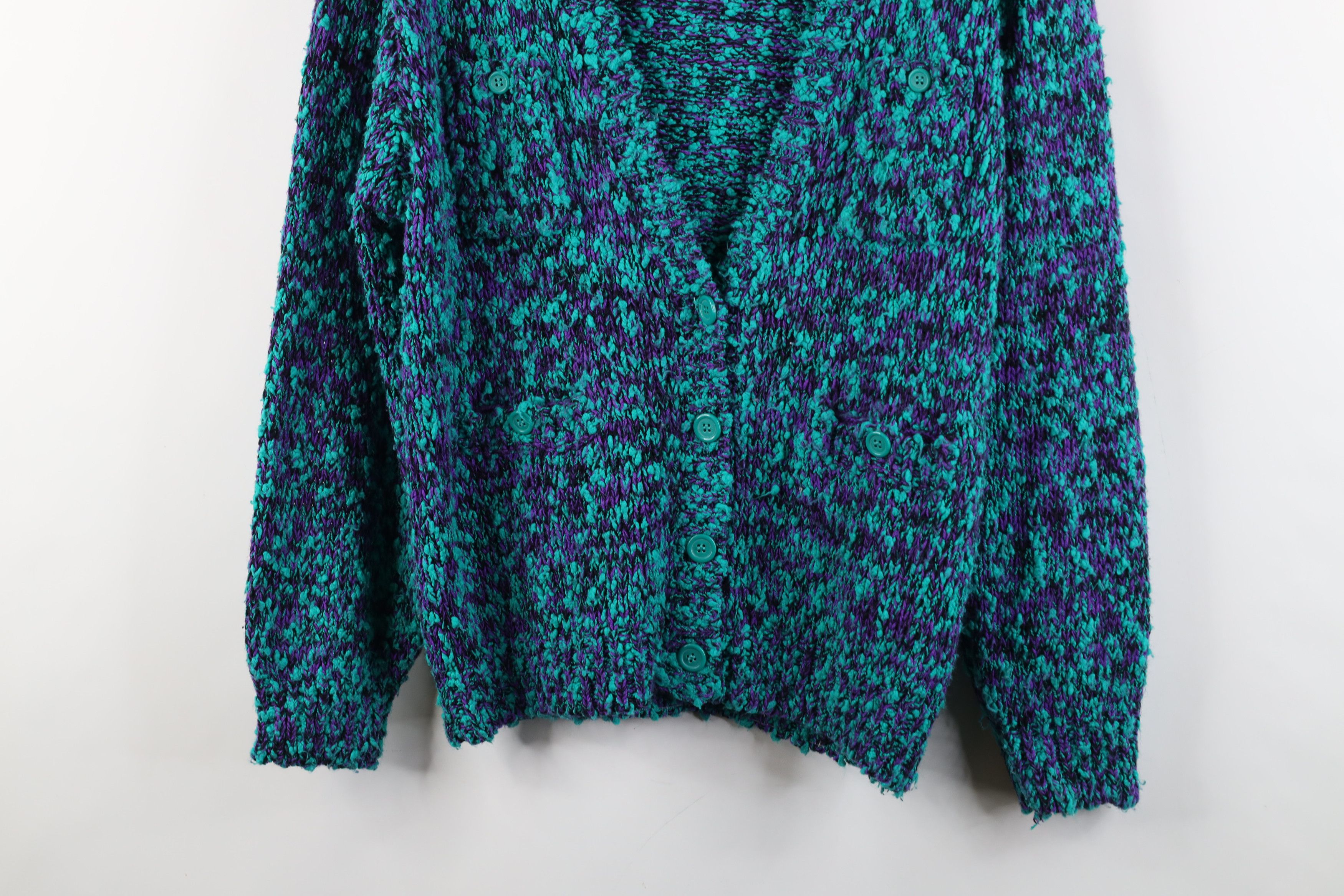 Vintage Vintage 90s Streetwear Textured Knobby Knit Cardigan Sweater Size L / US 10 / IT 46 - 3 Thumbnail