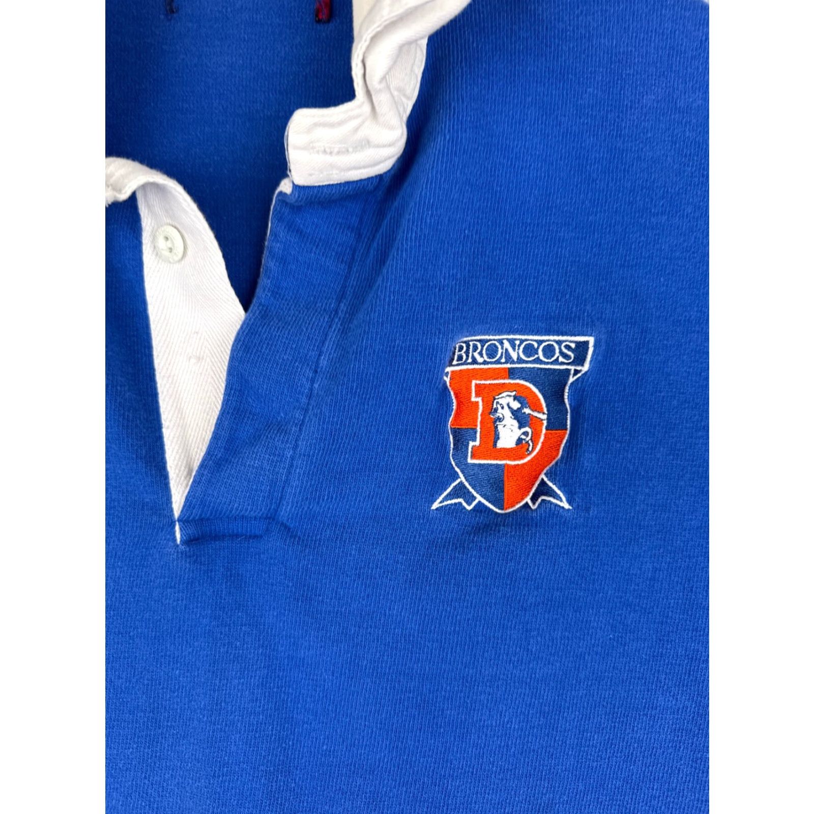 Vintage VINTAGE Rugged Wear Broncos Polo Shirt Mens Small Blue NFL Cotton Long Sleeve Rugby Football Shirt - 90s Classic Preppy Mens Polo Size US S / EU 44-46 / 1 - 6 Thumbnail