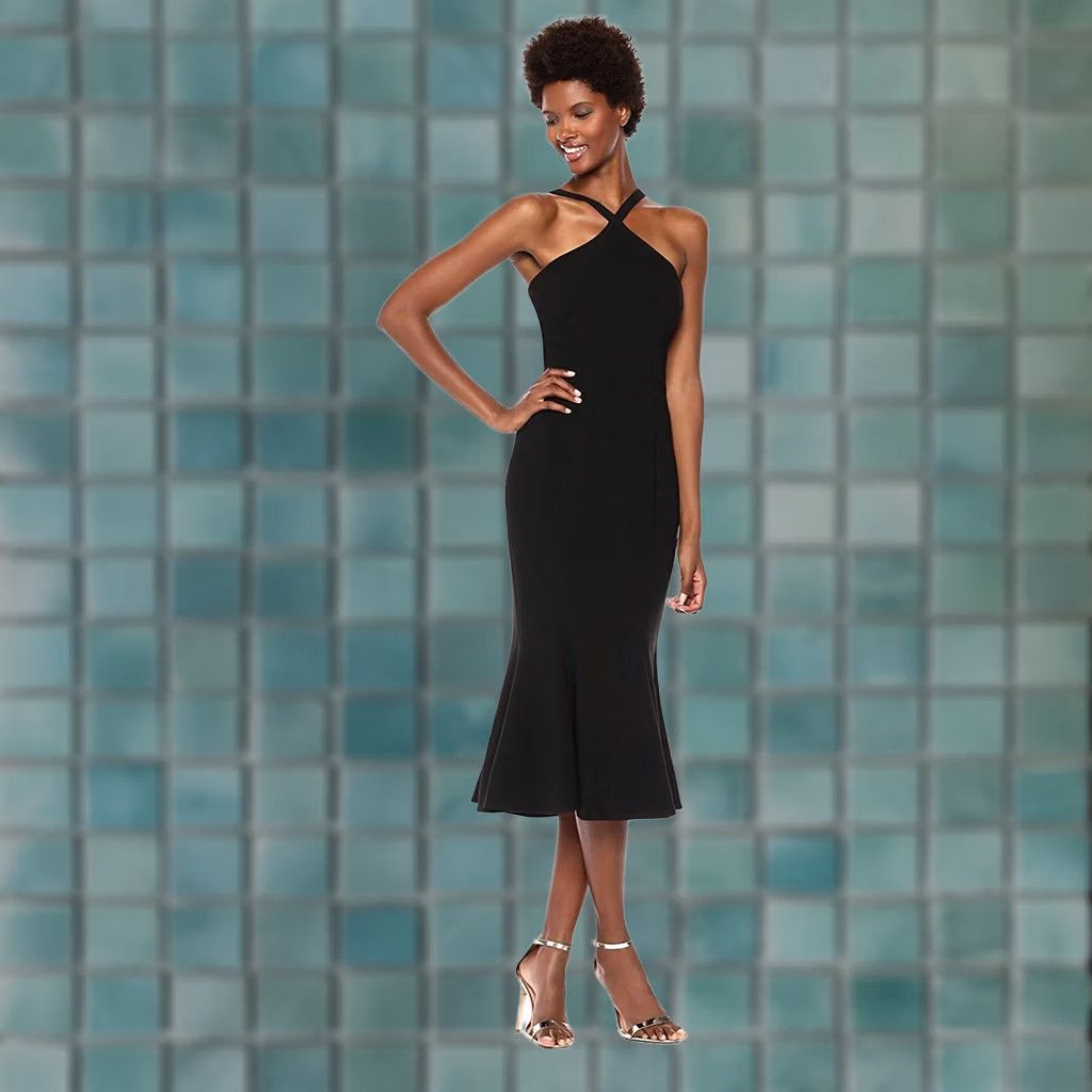 Dress the Population Dress the Population Tessa Spaghetti Strap Mermaid Midi Dress Women's S Black Size S / US 4 / IT 40 - 1 Thumbnail