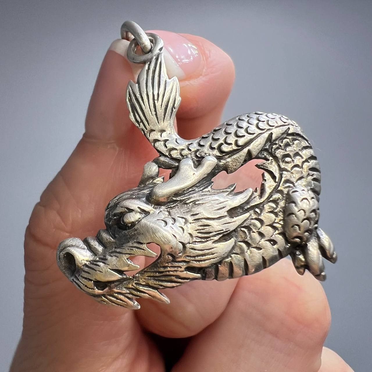 1980\'s Vintage Sterling Silver 925 Pendant Dragon Marked