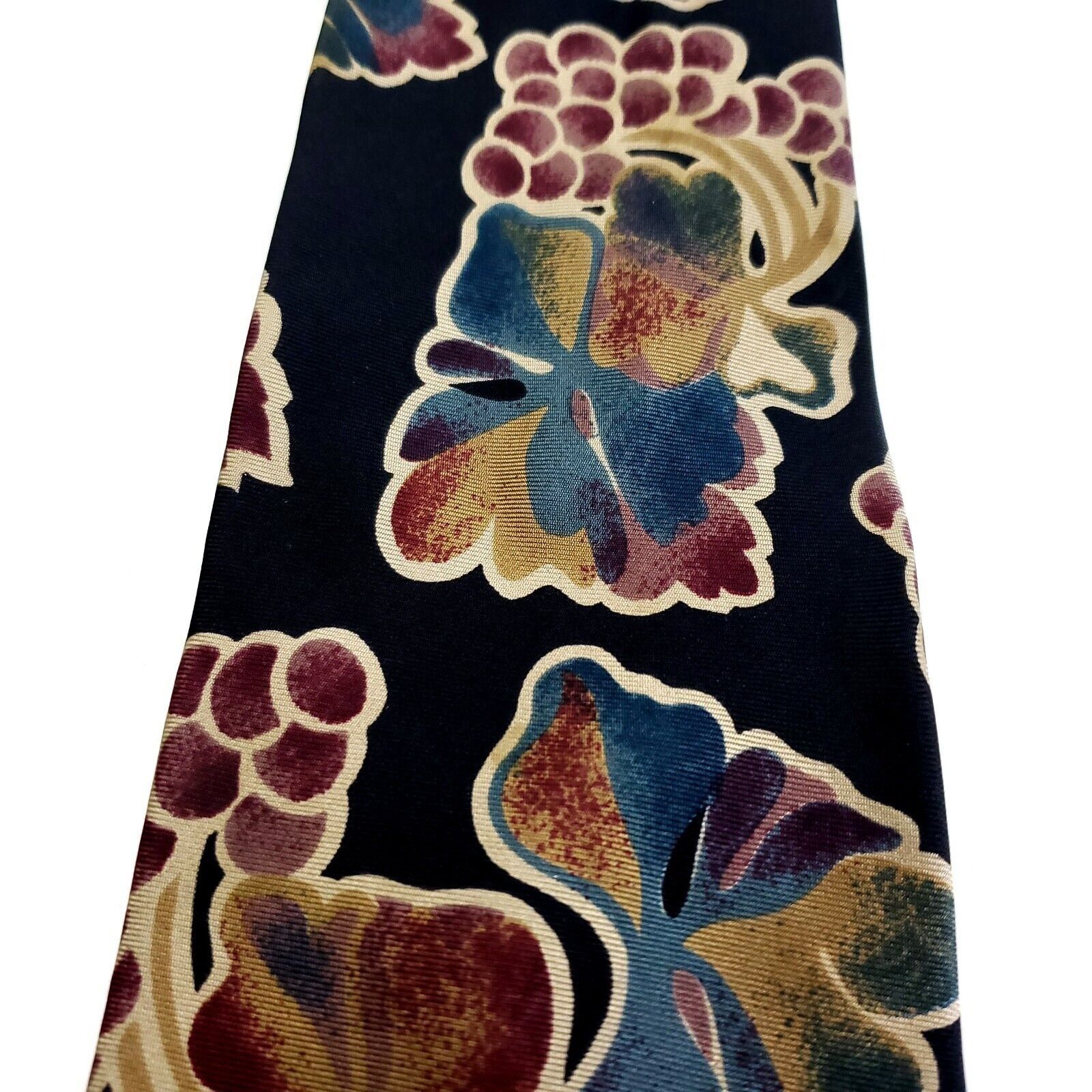Designer Unbranded Silk Tie Print Black Floral Long Size ONE SIZE - 2 Thumbnail