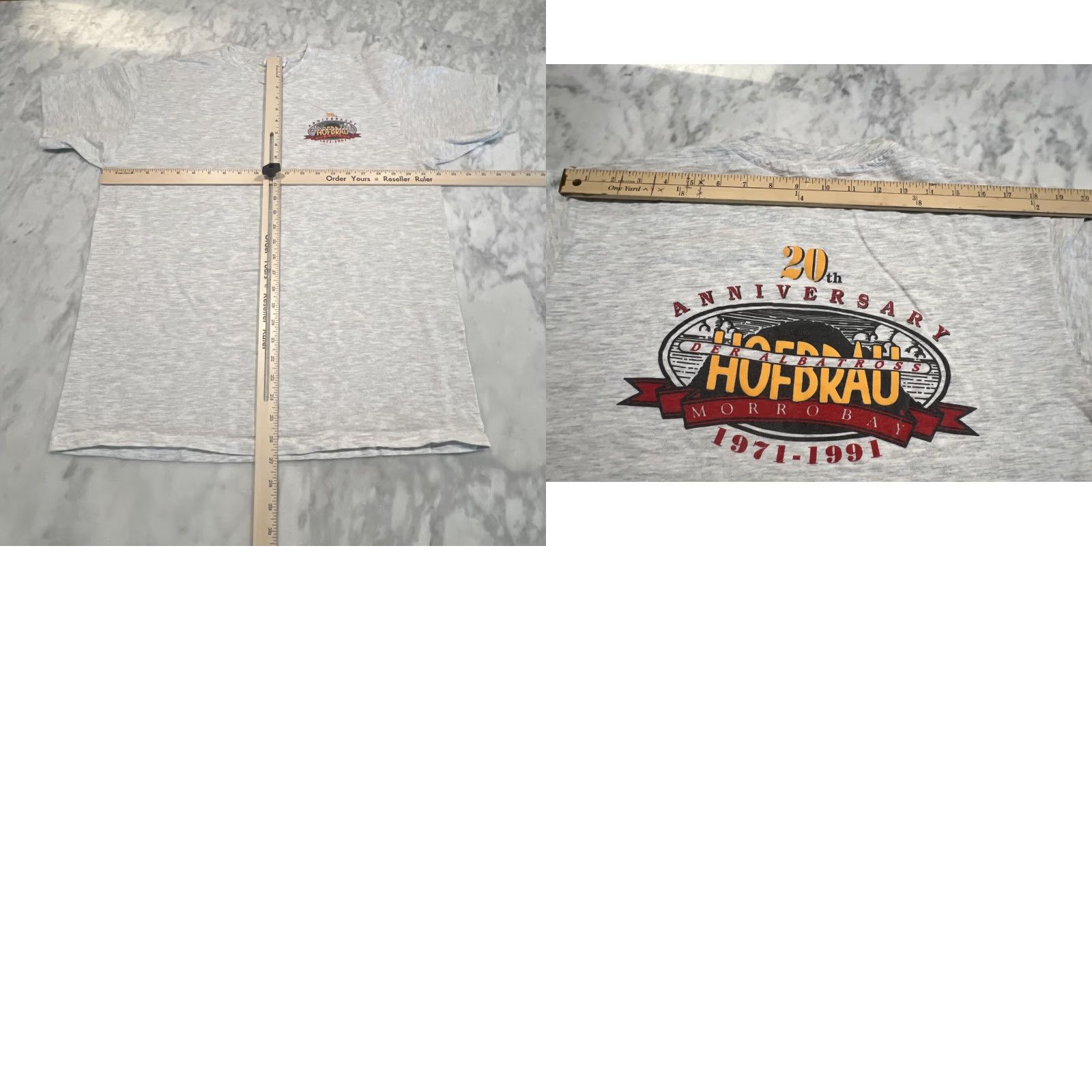 Hanes VINTAGE 1991 Der Albatross Hofbrau Morro Bay XL Single Stitch Gray T Shirt Size US XL / EU 56 / 4 - 8 Thumbnail