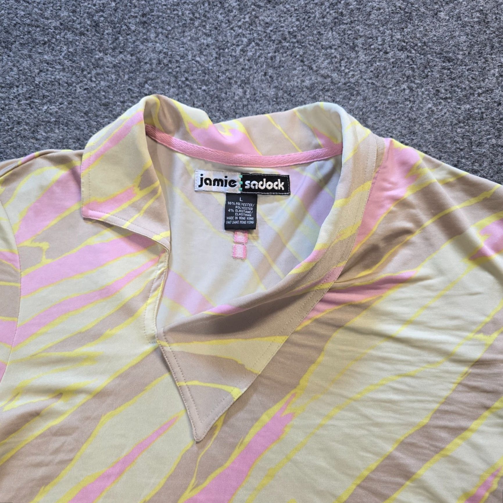 Vintage Jamie Sadock Top Womens Large Yellow Zebra Golf Performance Stretchy Casual Shirt Catwalk Sportswear Ladies Size L / US 10 / IT 46 - 2 Thumbnail