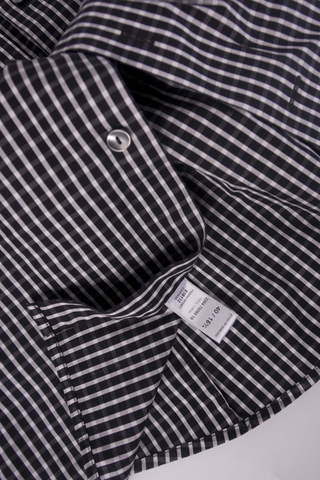 Eton Eton Shirt Contemporary Black Gray Plaid Size 15.75 /40 Size 40R - 4 Thumbnail