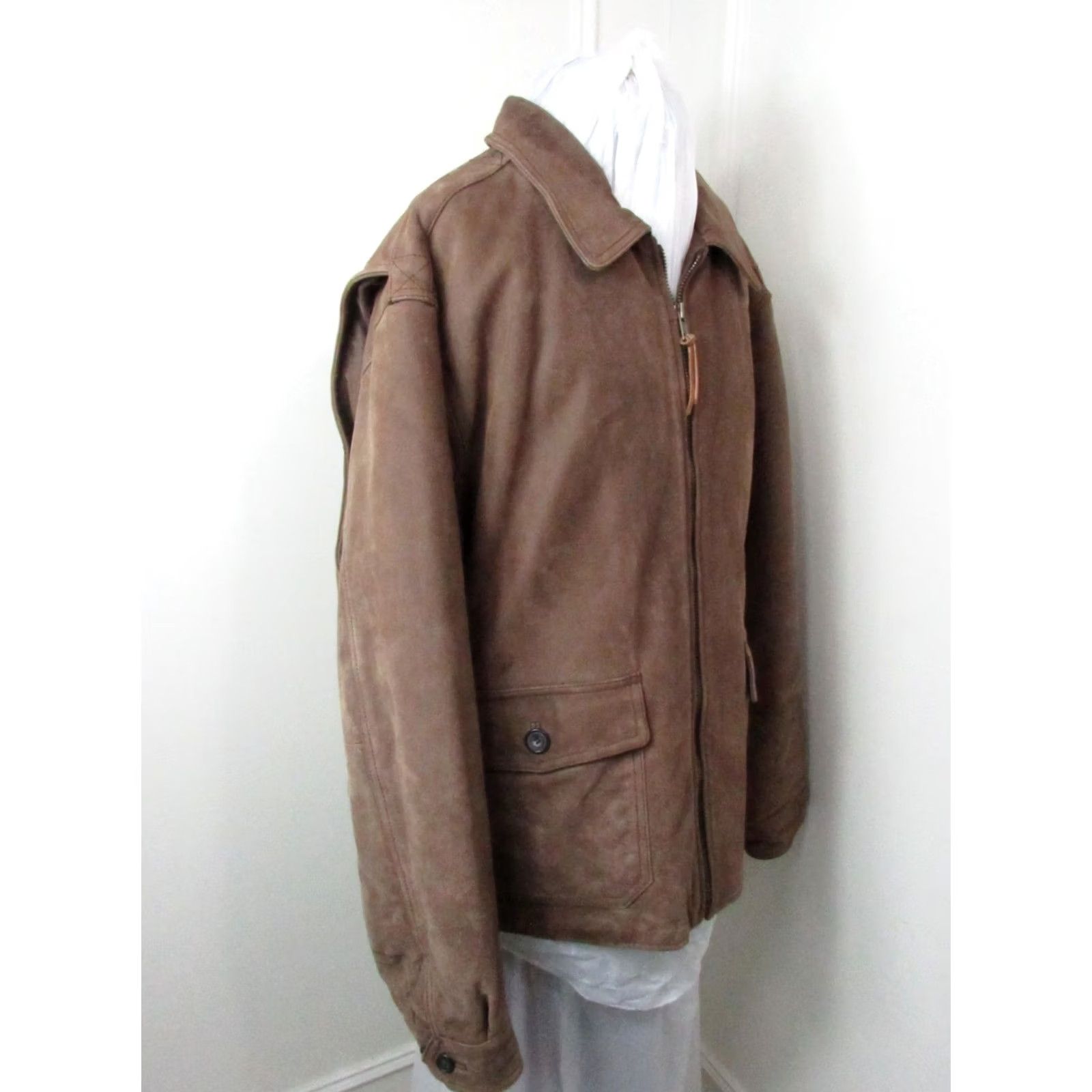 Tommy Hilfiger VINTAGE Tommy Hilfiger Jacket Leather Brown Mens Size XXLarge 90s Classic Outdoor Workwear Hunting Moto Size US XXL / EU 58 / 5 - 6 Thumbnail