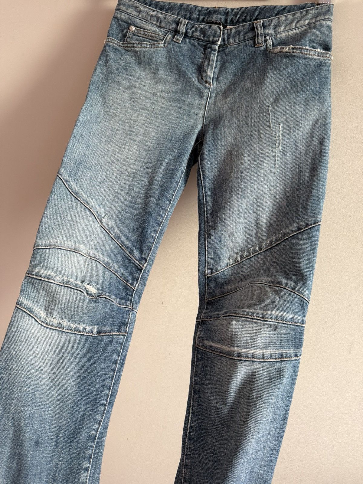 Balmain Balmain Paris Biker Zip Distressed Jeans Size 26" / US 2 / IT 38 - 6 Thumbnail
