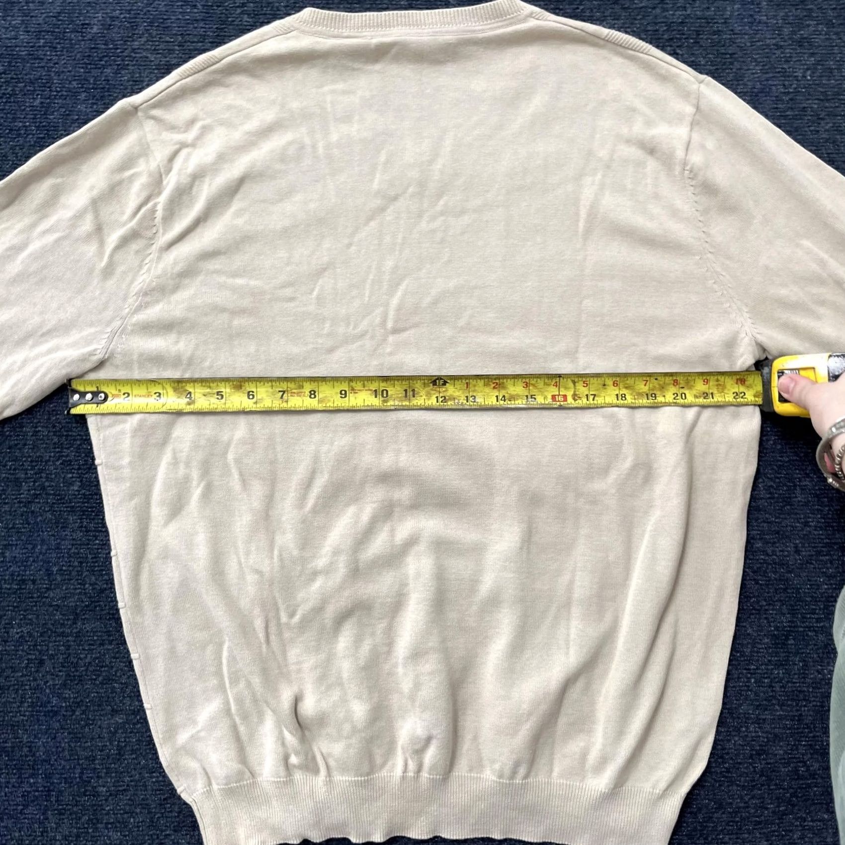 Vintage John Henry Sweater Mens Large Beige V-Neck Cotton Windowpane Knit Lightweight Size US L / EU 52-54 / 3 - 4 Thumbnail