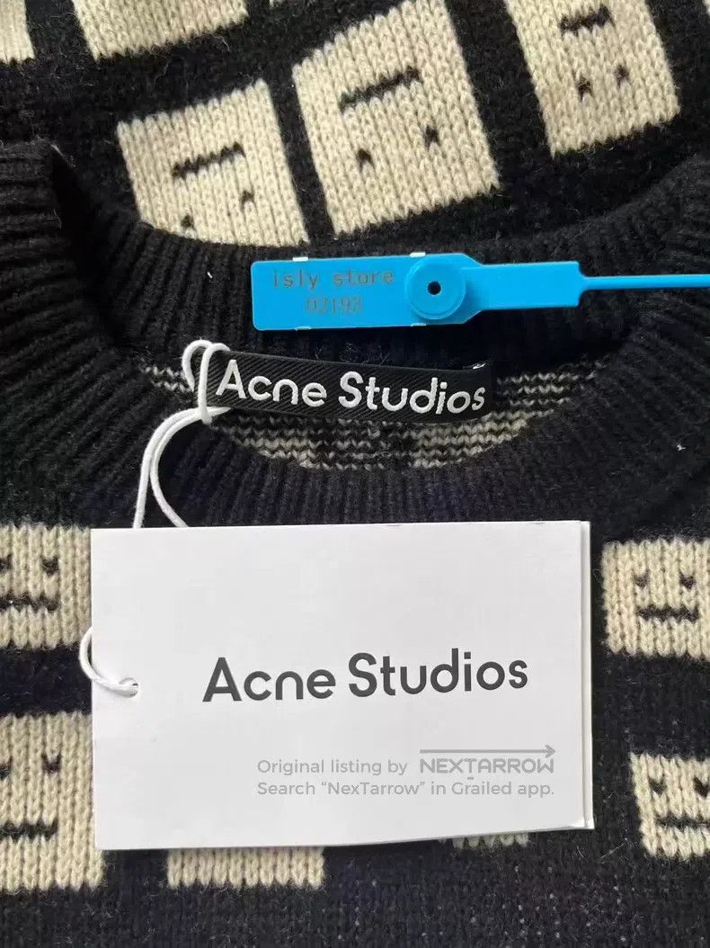 Acne Studios Acne Studios Smiley Face Patterned Check Knit Sweater Size US XS / EU 42 / 0 - 5 Thumbnail