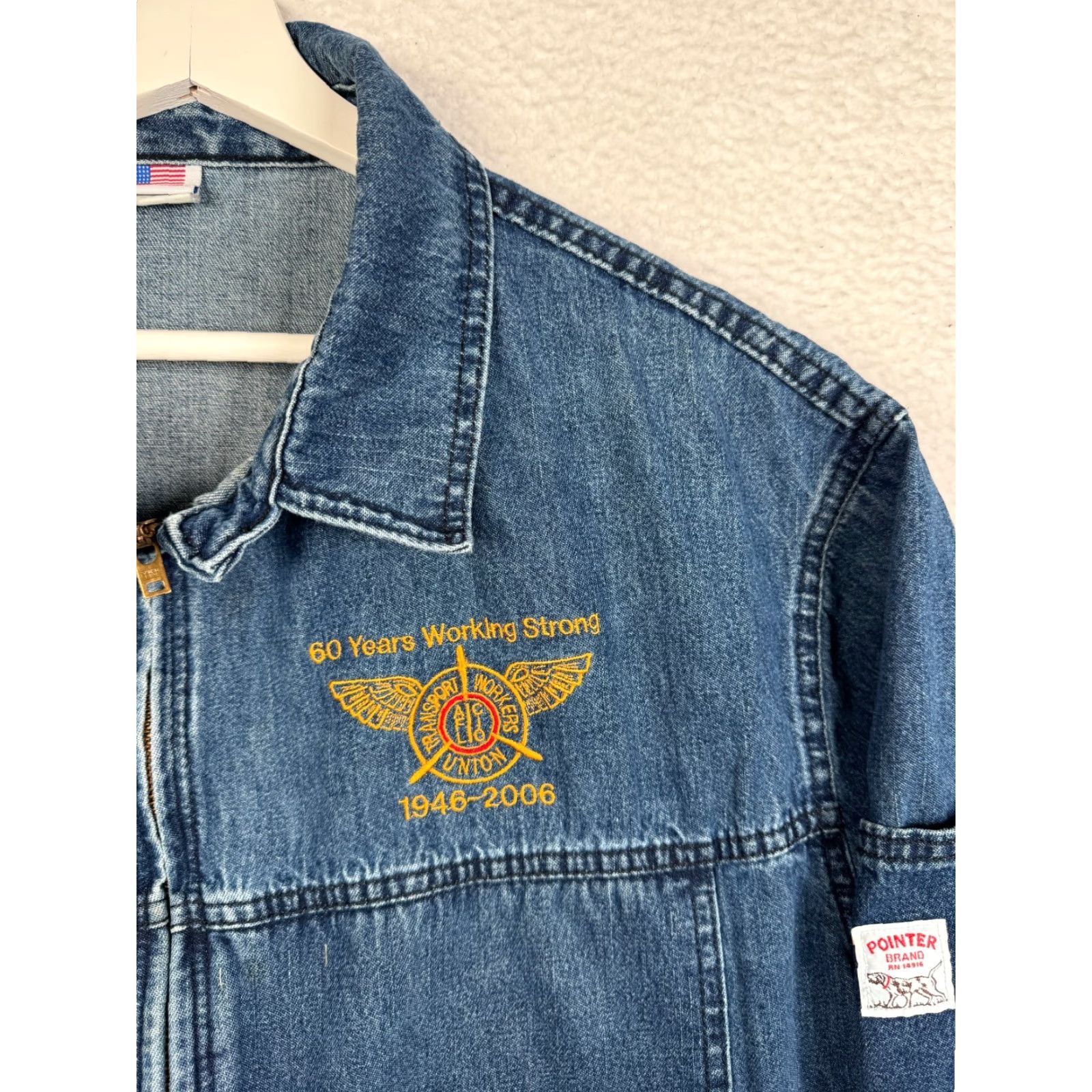 J Brand VINTAGE Pointer Brand Denim Jacket Mens XL Local 512 Embroidered Blue Cotton Chest 50 In Regular Jacket Outdoor Mens Size US XL / EU 56 / 4 - 4 Thumbnail