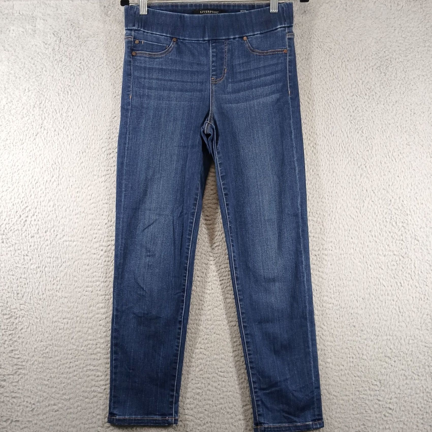 Vintage VINTAGE Liverpool The Slim Pull-On Jeans Medium Wash Whiskered Petite 4/27 EUC Size 27" / US 4 / IT 40 - 2 Thumbnail