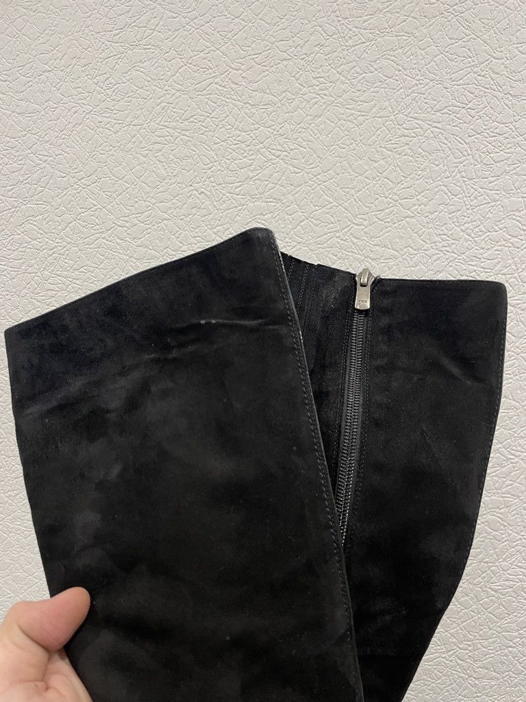 Paoloni Vintage PAOLETTI By Aslan Suede-Leather Black Full-Zip High Knee Boots Heels Shoes 36 Size US 6 / IT 36 - 13 Thumbnail
